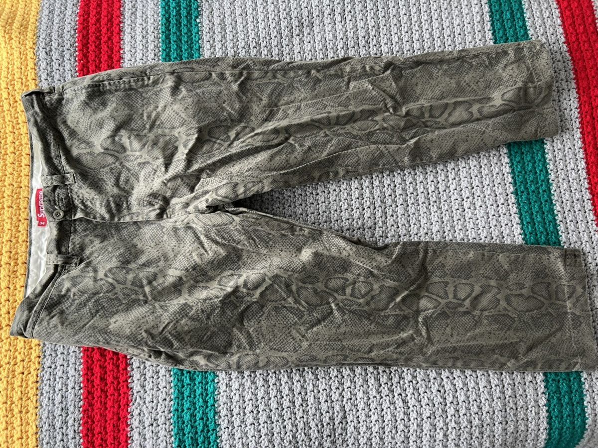 Supreme Supreme Snake Print Chino Pant Olive SS24 | Grailed