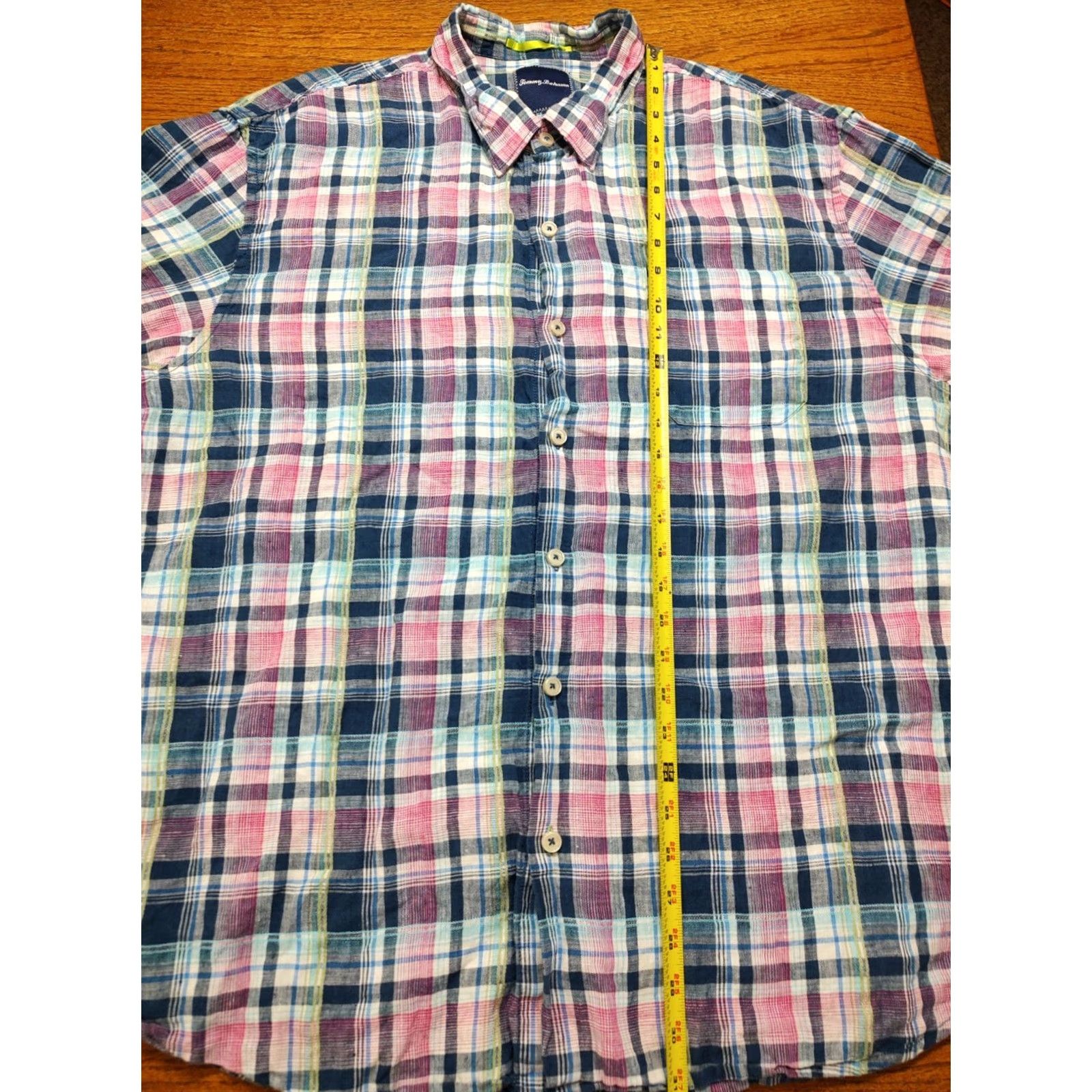 Tommy Bahama Tommy Bahama Shirt Men 2XL Plaid Linen Long Sleeve Button-Up Blue Pink White Casual Size US XXL / EU 58 / 5 - 6 Thumbnail
