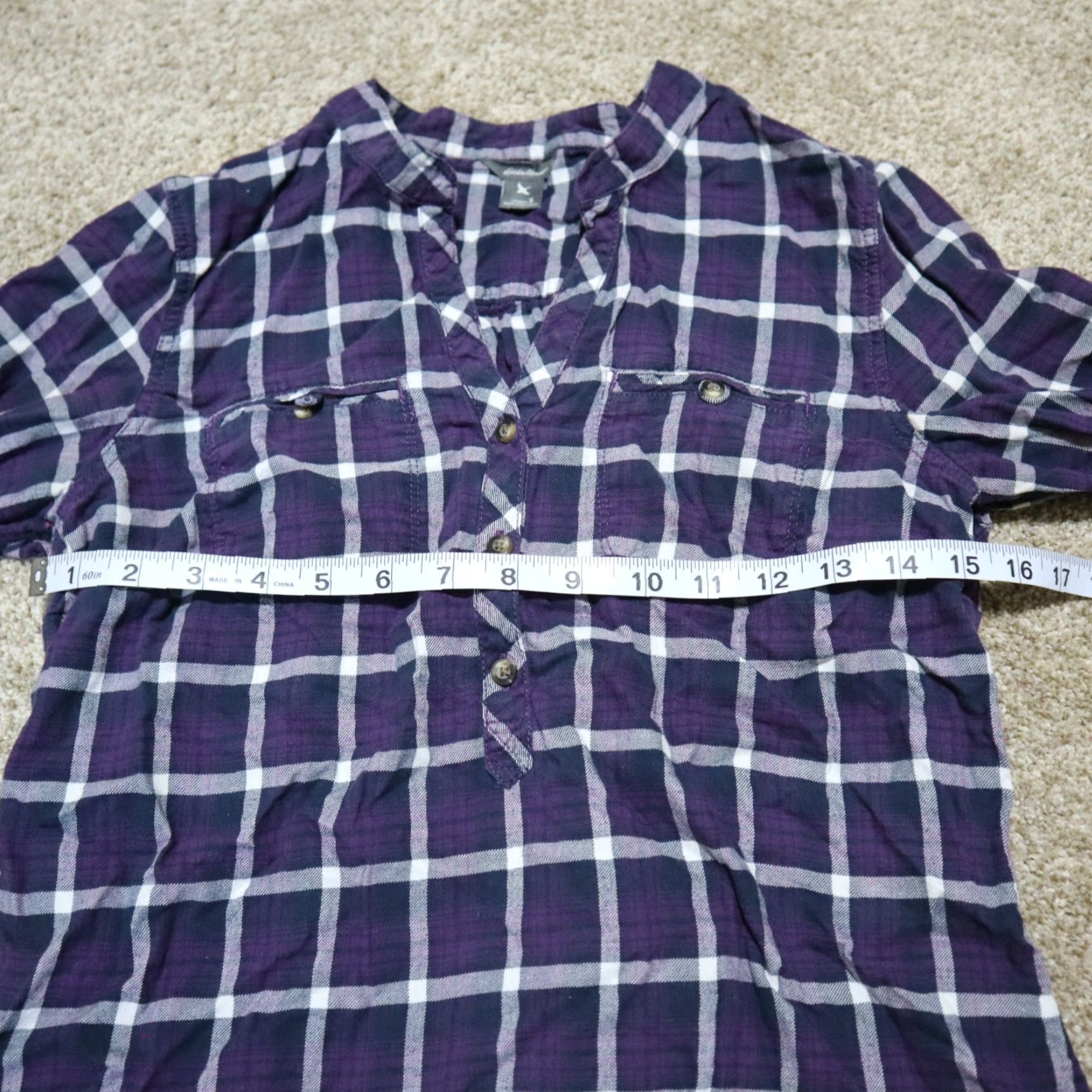 Eddie Bauer Vintage Eddie Bauer Women's Blue Plaid Long Sleeve Button-Up Shirt Small Fall Cotton Size S / US 4 / IT 40 - 4 Thumbnail