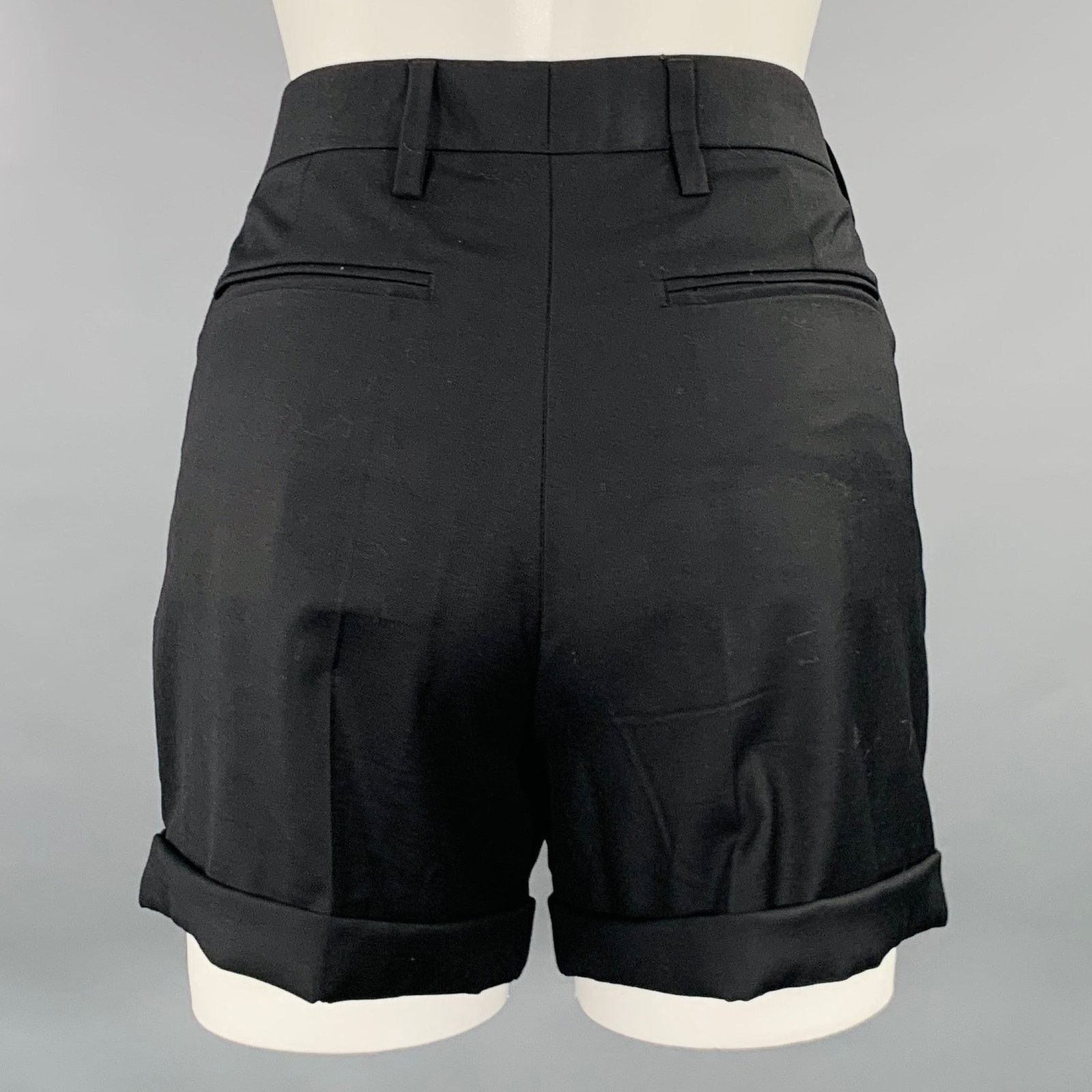 Prada PRADA Size 2 Black Wool Cuffed Shorts Size 26" / US 2 / IT 38 - 2 Thumbnail