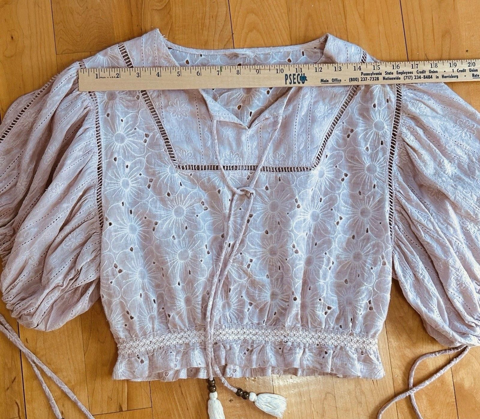 Polo Ralph Lauren POL Anthropology Pink Embroidered Eyelet Crop Top L Size L / US 10 / IT 46 - 5 Thumbnail