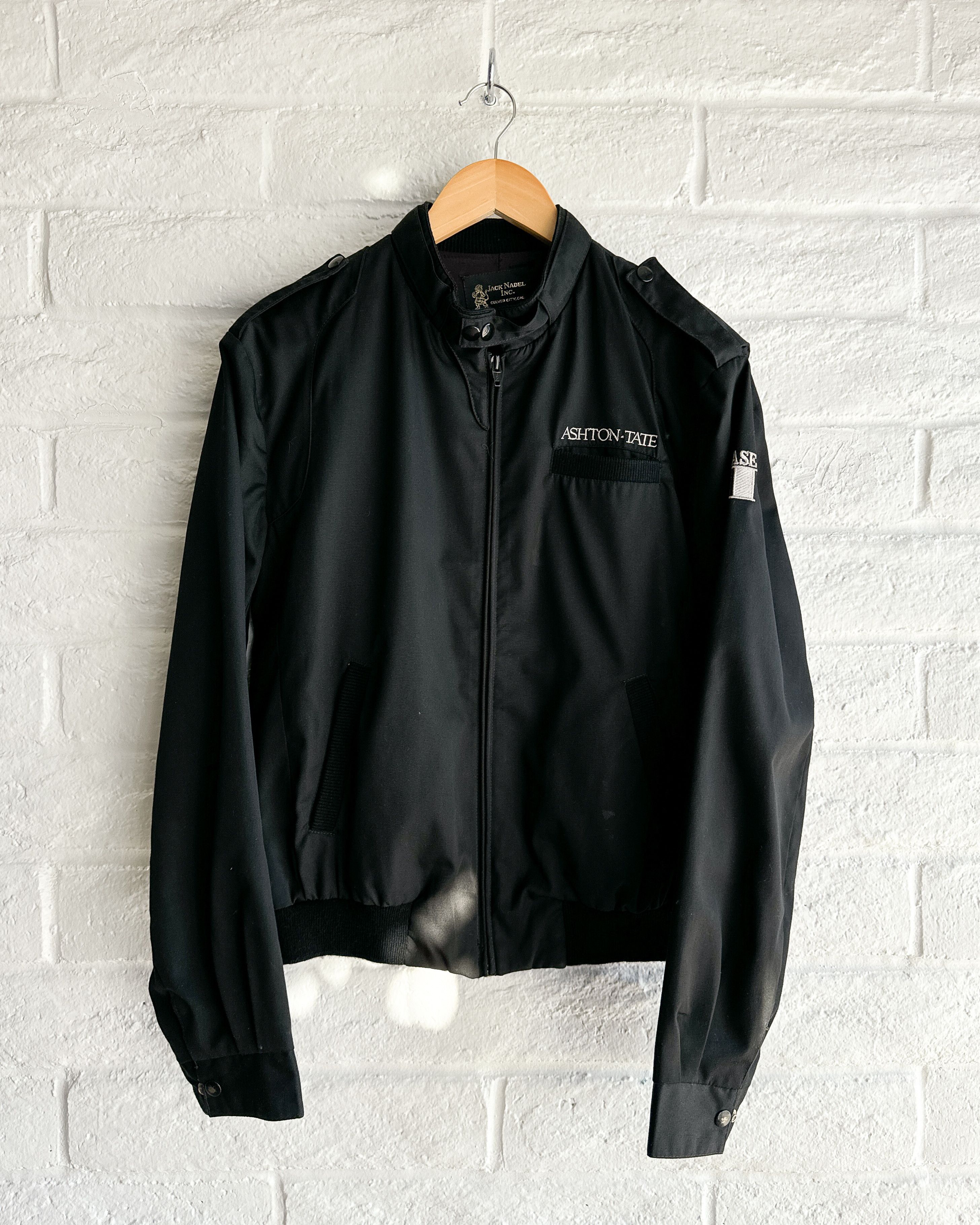 Vintage Vintage 80s Jack Nadel Black Bomber Racer Jacket Ashton Tate Size US M / EU 48-50 / 2 - 1 Thumbnail