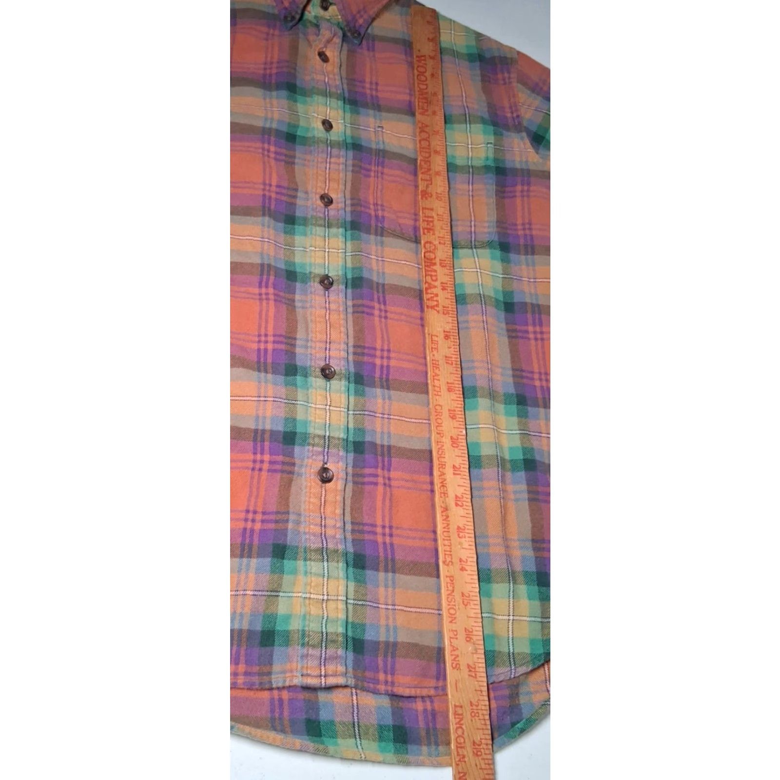 Lands' End Lands' End Flannel Shirt Men M Button-Down Regular Long Sleeve MultiColor Plaid Workwear Outdoor Outdoorsy Pockets Size US M / EU 48-50 / 2 - 6 Thumbnail
