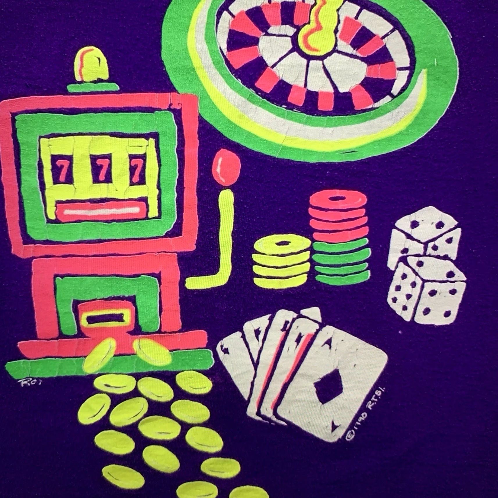 Fruit Of The Loom VINTAGE Fruit of the Loom T-Shirt Unisex Adults XL Short Sleeve Graphic Print 90s Las Vegas Purple Size US XL / EU 56 / 4 - 7 Thumbnail