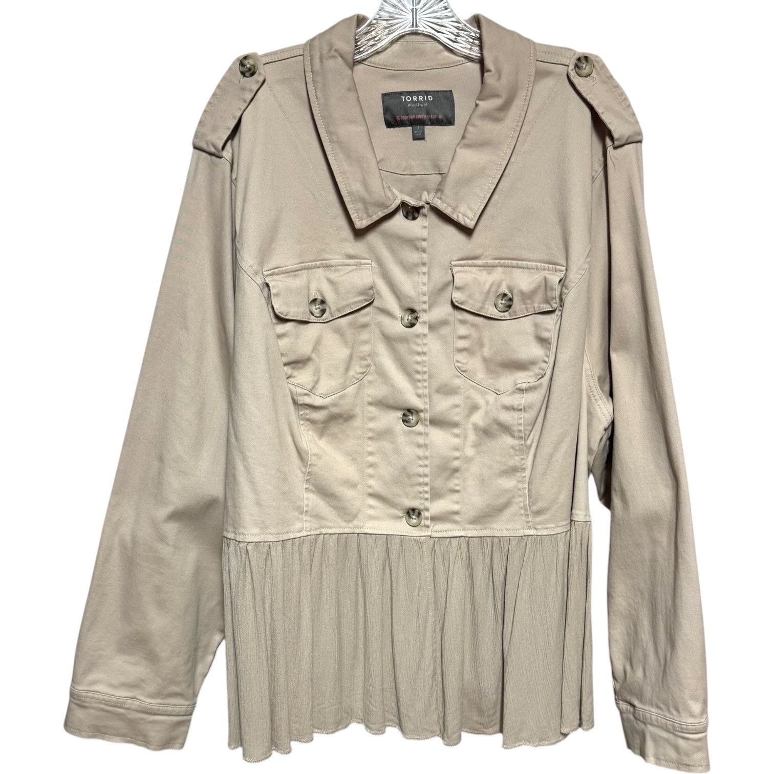 Torrid Torrid Twill Crinkle Jacket Tan Beige 3X Size 3XL / US 20-22 - 1 Thumbnail