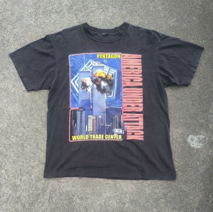Vintage God bless America / America under atack Size US L / EU 52-54 / 3 - 1 Thumbnail