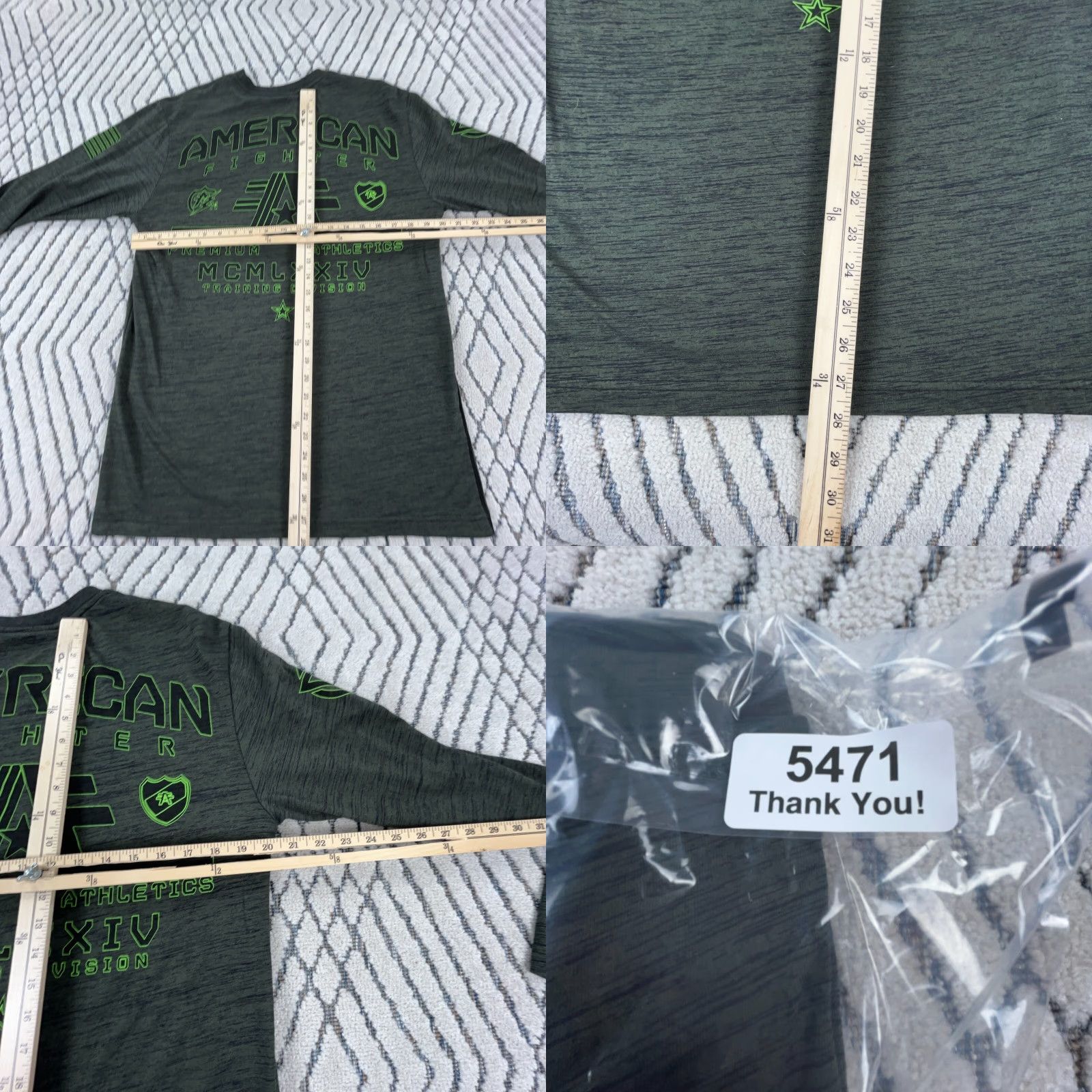 Vintage American Fighter Shirt Men Large Green Black Tee Spell Out MMA Mall Punk Adult Size US L / EU 52-54 / 3 - 9 Thumbnail