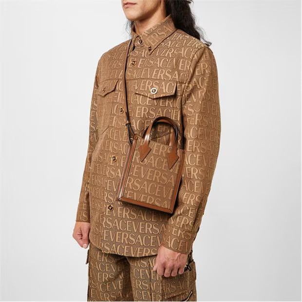 Versace o1g2r1mq0824 Size: OS / Allover Mini Tote in Beige & Brown Size ONE SIZE - 4 Thumbnail
