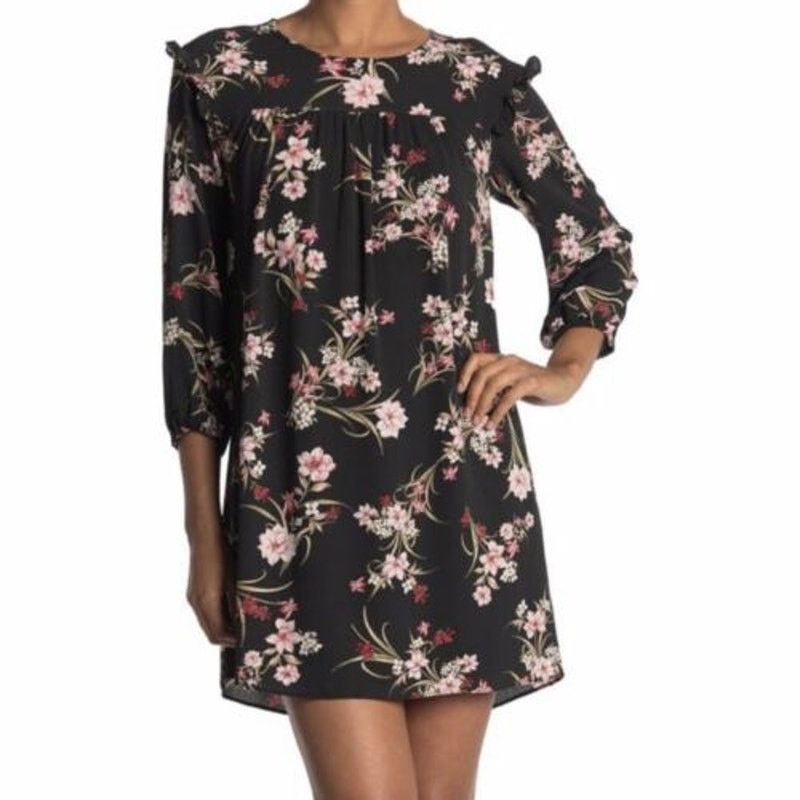 Other BCBGeneration Floral Smock Dress Lily Black Pink - Size 10 Size L / US 10 / IT 46 - 2 Thumbnail