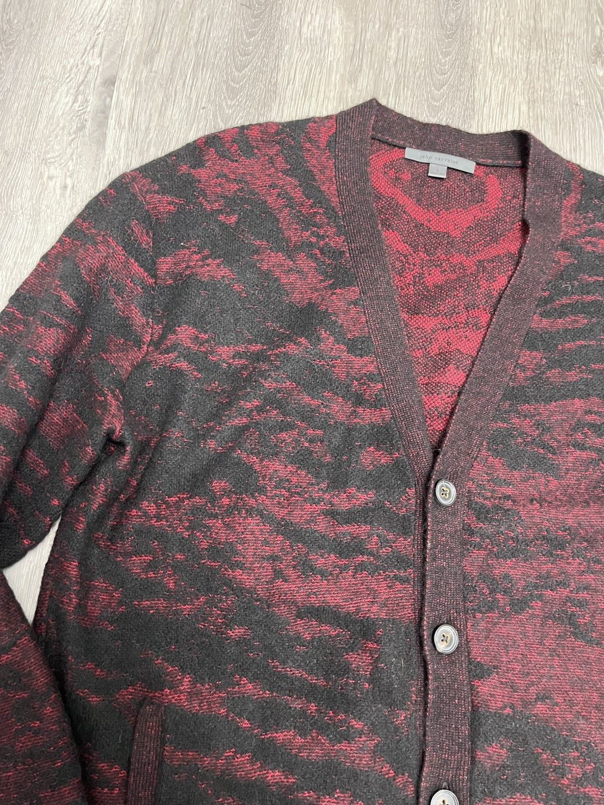 John Varvatos Distressed zebra jacquard cardigan. Large Size US L / EU 52-54 / 3 - 9 Thumbnail
