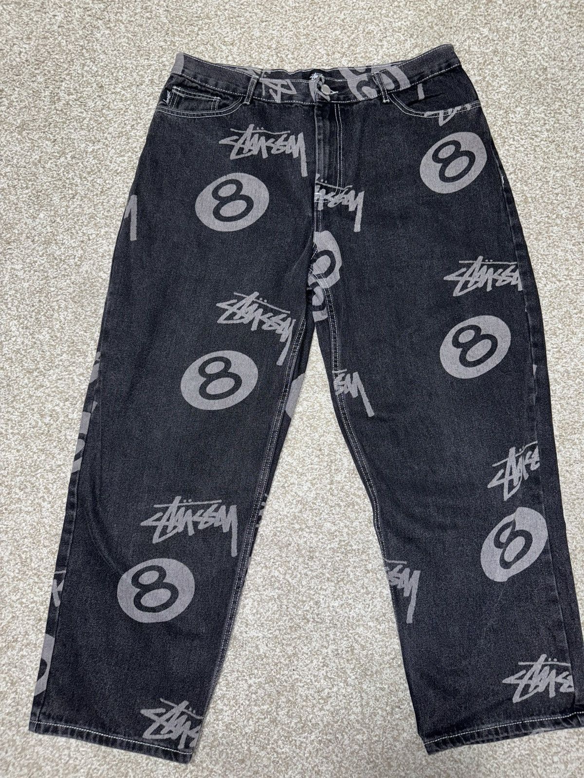 Stüssy Stock 8 Ball Carpenter Jeans Light Denim | Culture Kings