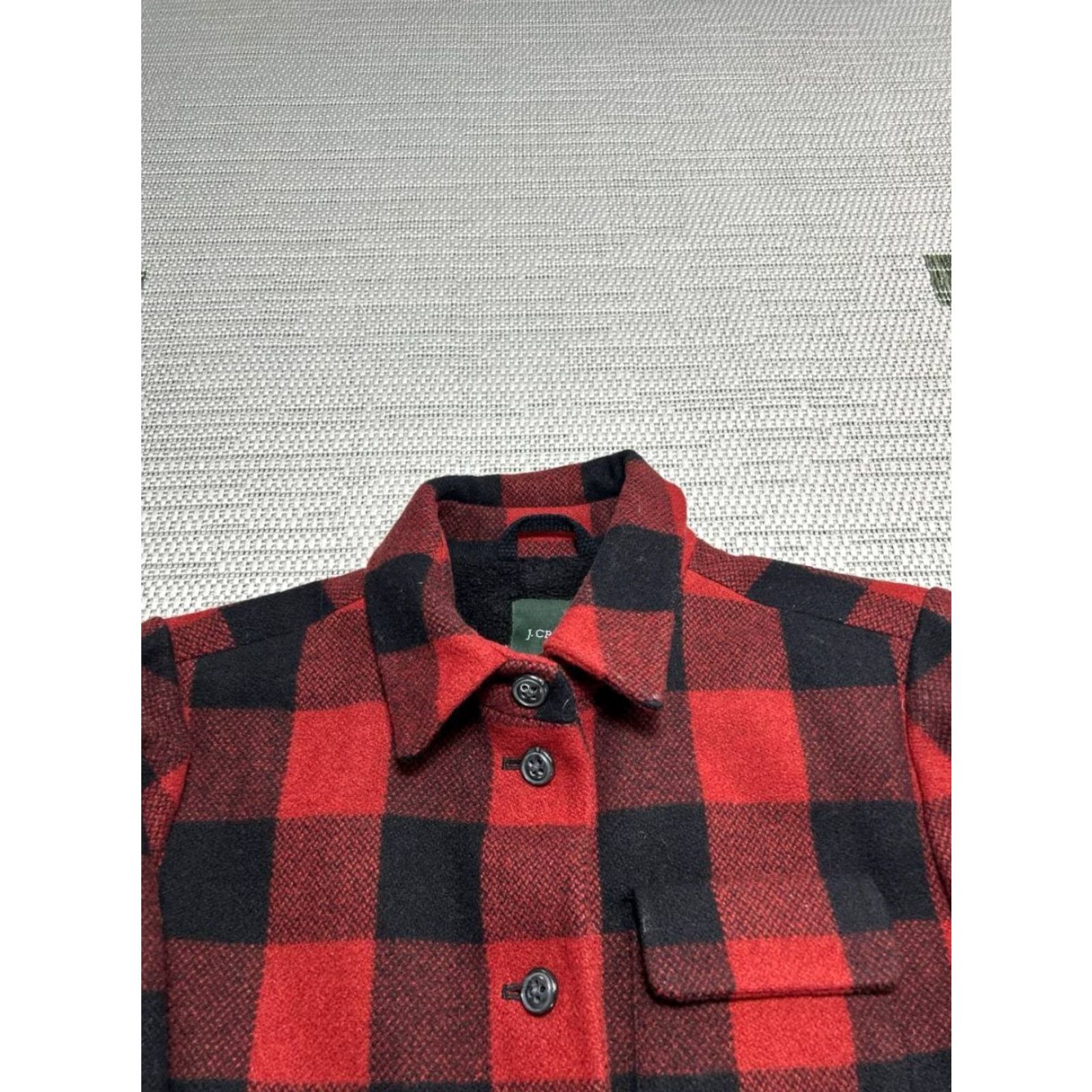 J.Crew J.CREW Jacket Womens 6 Red Black Flannel Wool Blend Coat Size M / US 6-8 / IT 42-44 - 2 Thumbnail