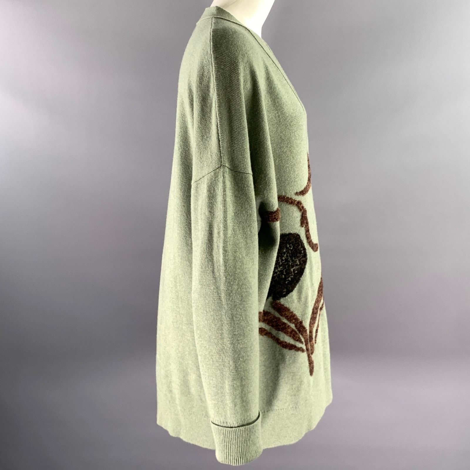 Loewe LOEWE Size M Green Sage Wool Blend Asymmetric Cardigan Size M / US 6-8 / IT 42-44 - 4 Thumbnail