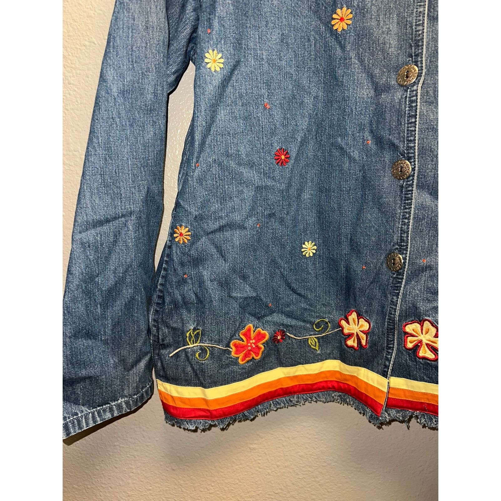 Vintage Womens Bobbie Brooks Denim Jacket Lighweight Floral Small Size S / US 4 / IT 40 - 5 Thumbnail
