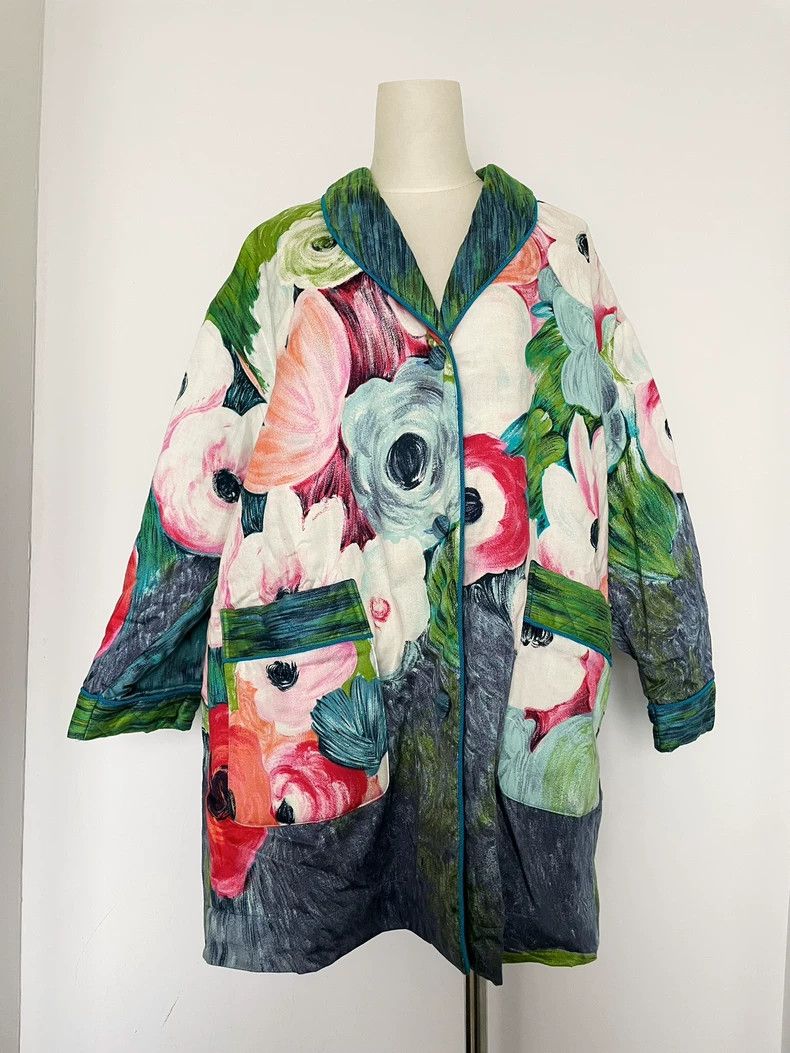 Kenzo Kenzo 80s Oil Painting Flower Quilted Coat 2504-Nextarrow Size US M / EU 48-50 / 2 - 1 Thumbnail