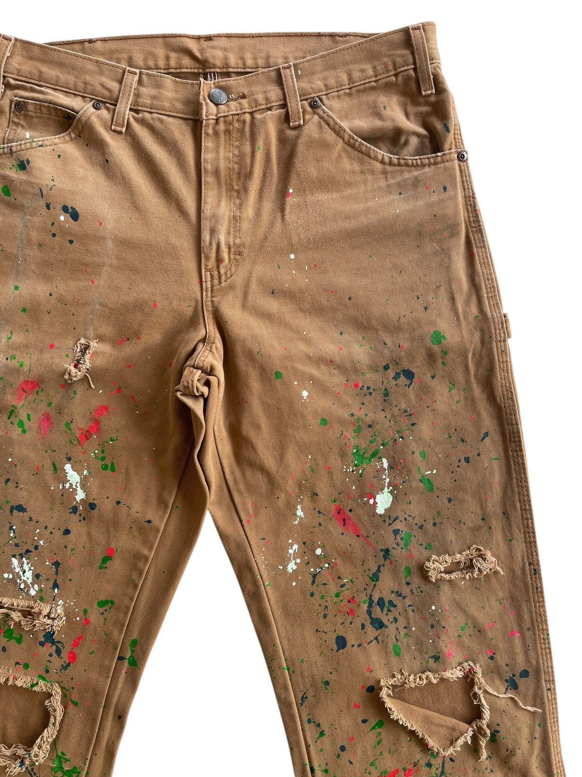 Vintage Dickies Paint Splatter Duck Fabric Distressed Carpenter Size US 33 - 7 Thumbnail