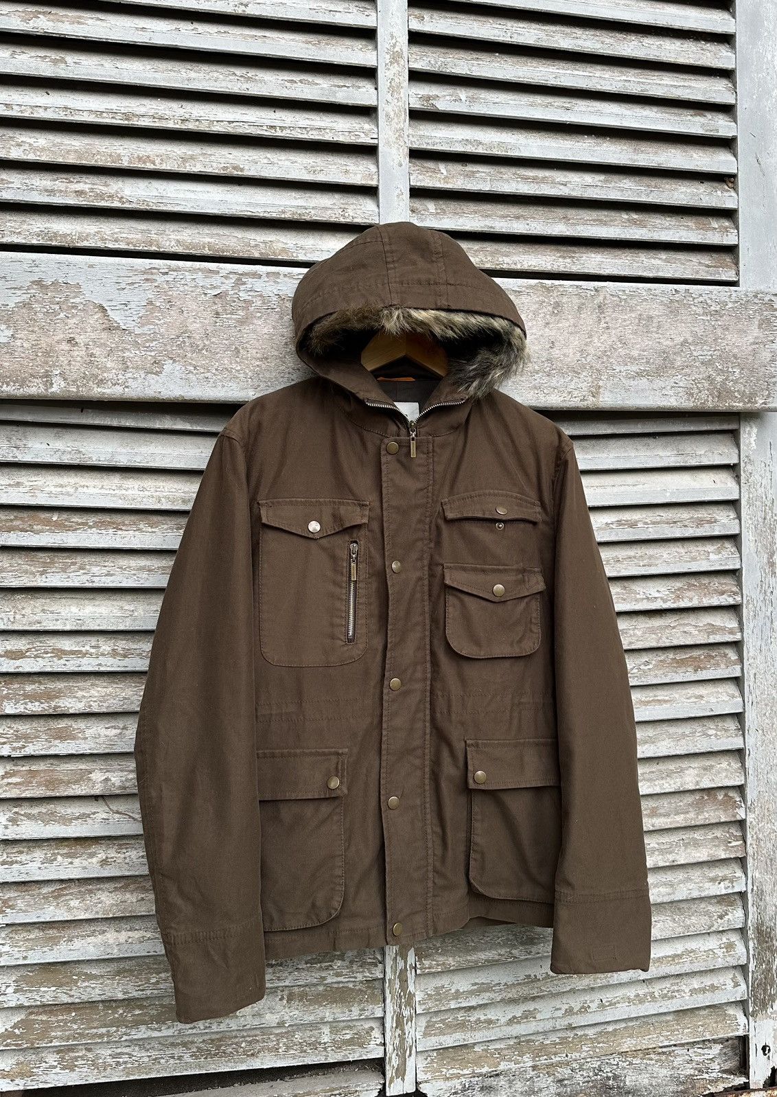 Takeo Kikuchi 👹Takeo Kikuchi Japan Brown Utility Jacket With Fur Hood Size US M / EU 48-50 / 2 - 5 Thumbnail