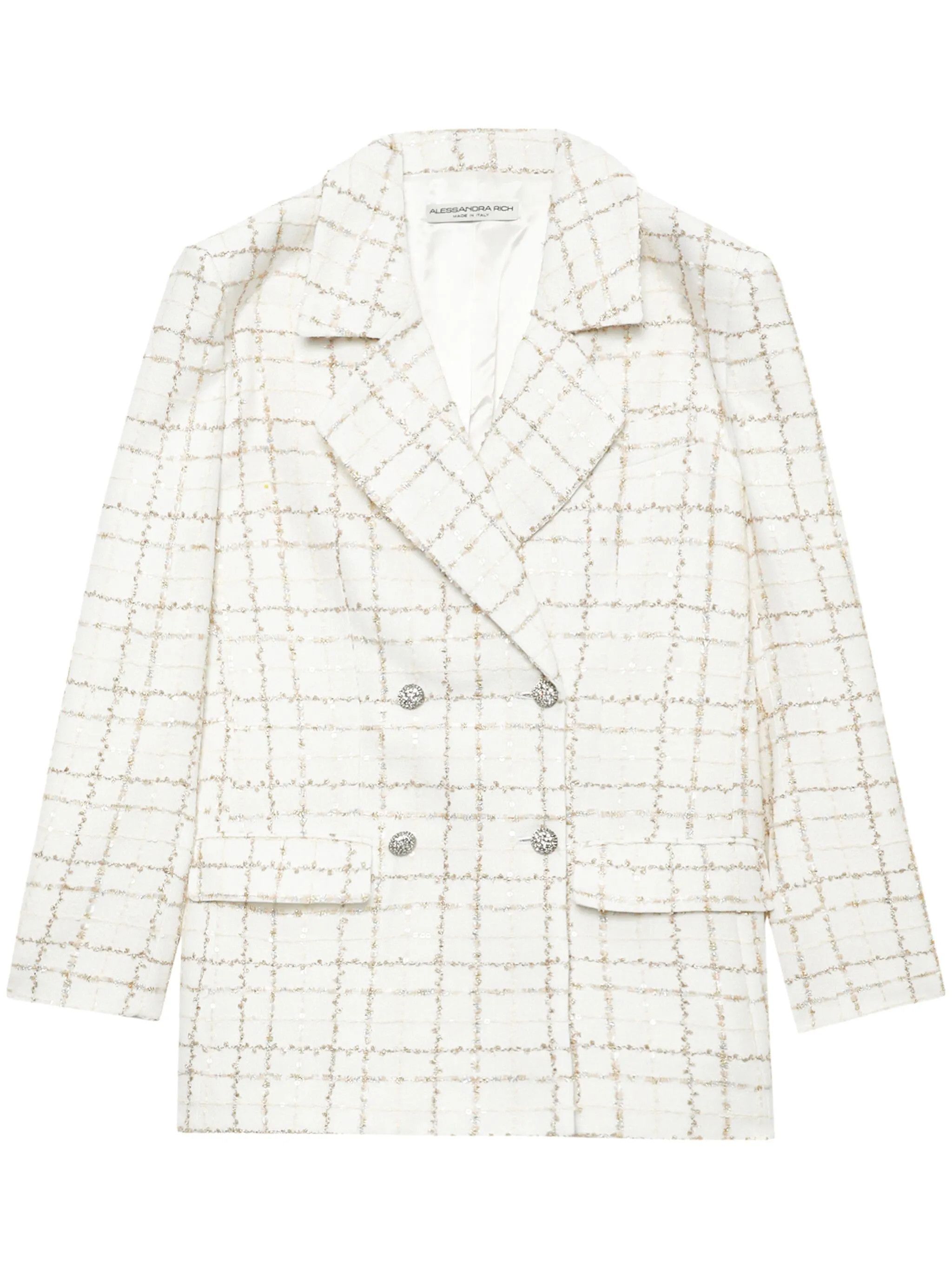 Alessandra Rich o1s22i1n0225 Double-breasted Jacket in White Size M / US 6-8 / IT 42-44 - 1 Thumbnail