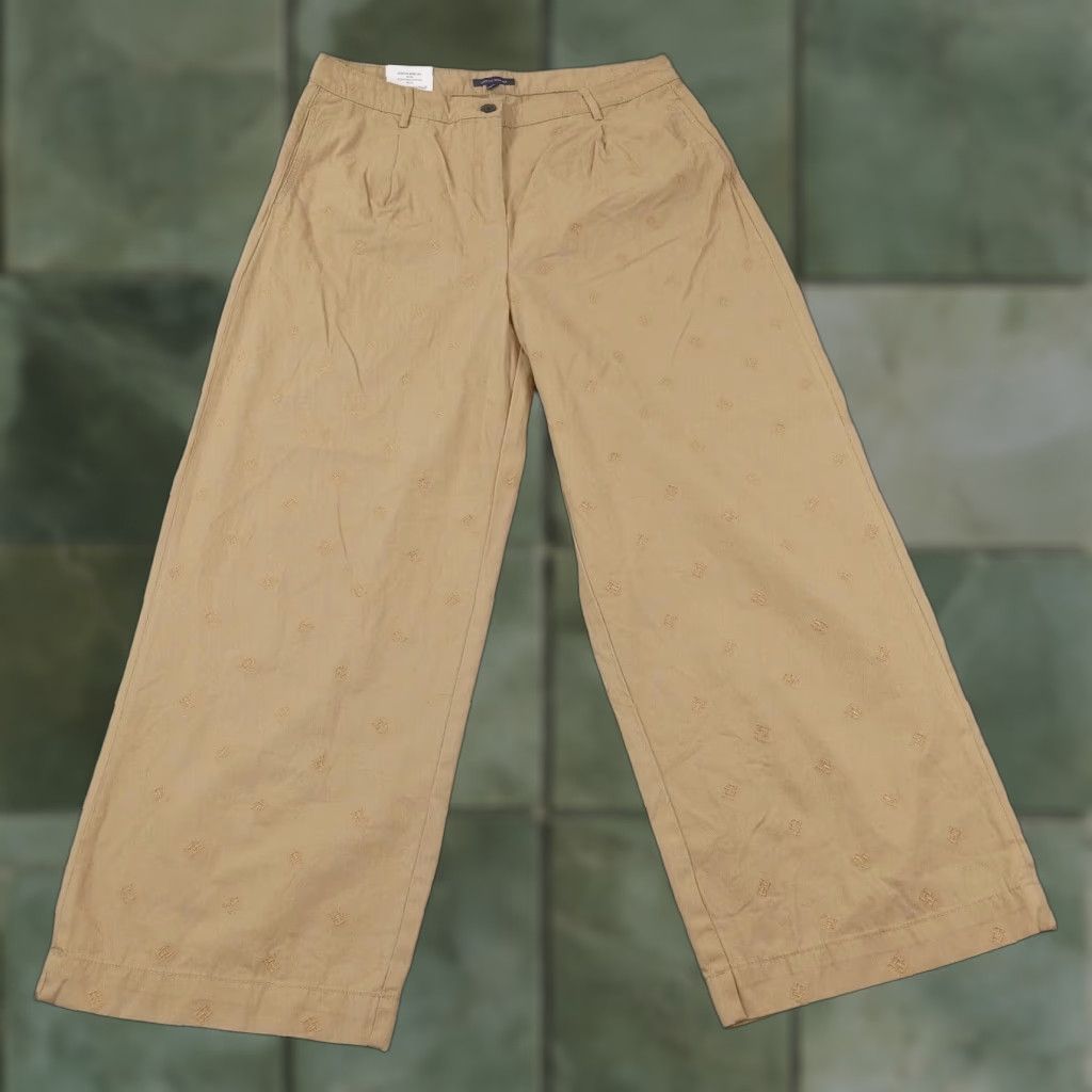 Tommy Hilfiger Tommy Hilfiger Women's Khaki Wide Leg Pants Size 14 Brown THFlex Logo Size 36" / US 14 / IT 50 - 1 Thumbnail