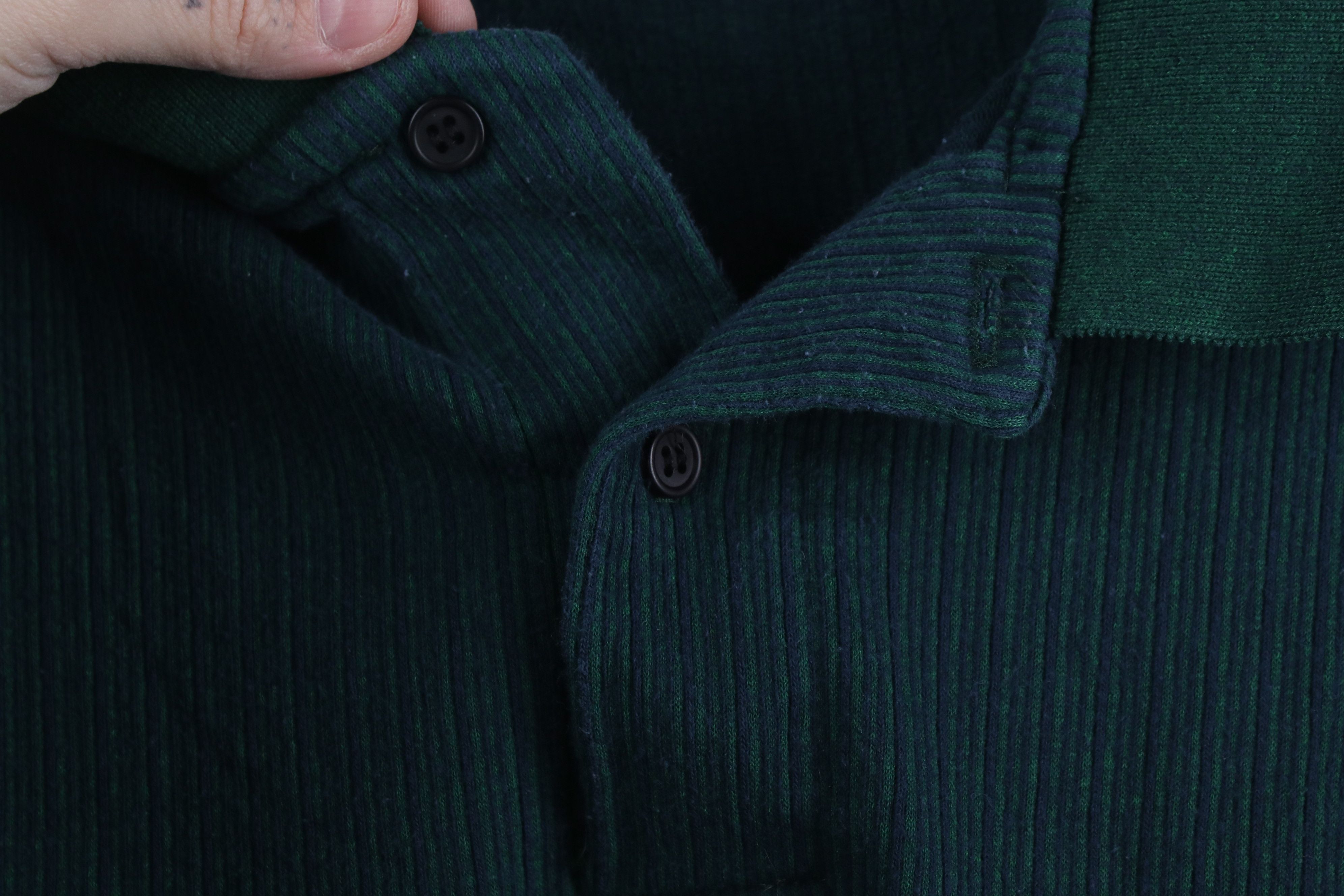 Vintage Vintage 90s Streetwear Striped Ribbed Knit Polo Shirt USA Size US XL / EU 56 / 4 - 4 Thumbnail