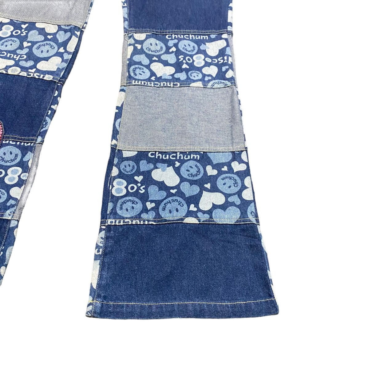 Hysteric Glamour Chuchum Smiley Hippie Denim Patchwork Flare Pants Size 26" / US 2 / IT 38 - 9 Thumbnail