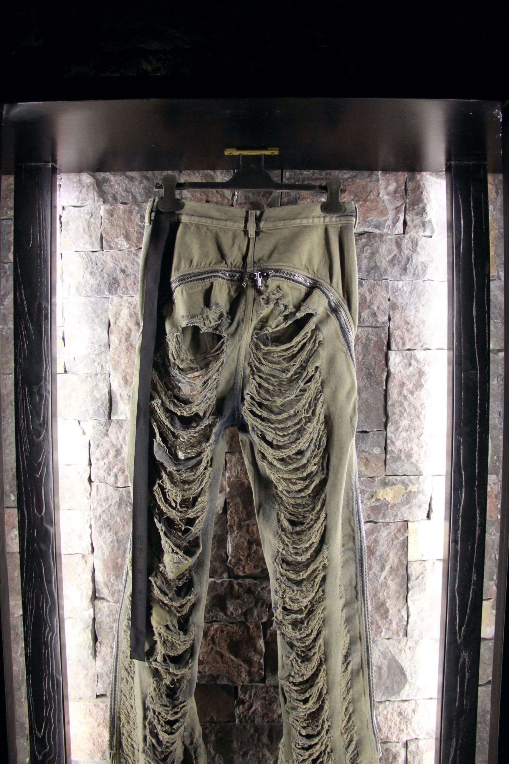 Rick Owens Drkshdw Rick Owens Bela Shredded Wide Leg Jeans Size US 34 / EU 50 - 5 Thumbnail