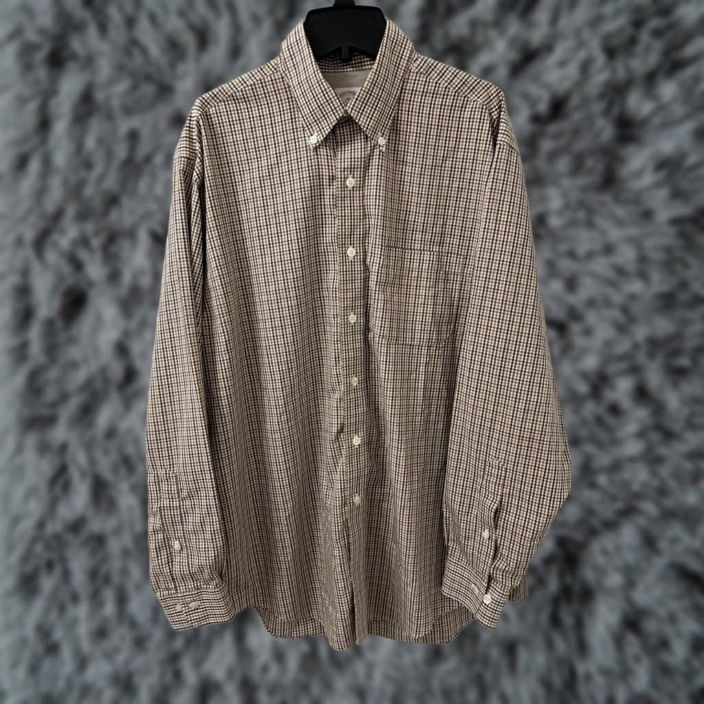 Brooks Brothers Brooks Brothers Original Polo Shirt Mens Medium Brown Plaid Regular Fit Non Iron Shirt Size US M / EU 48-50 / 2 - 1 Thumbnail