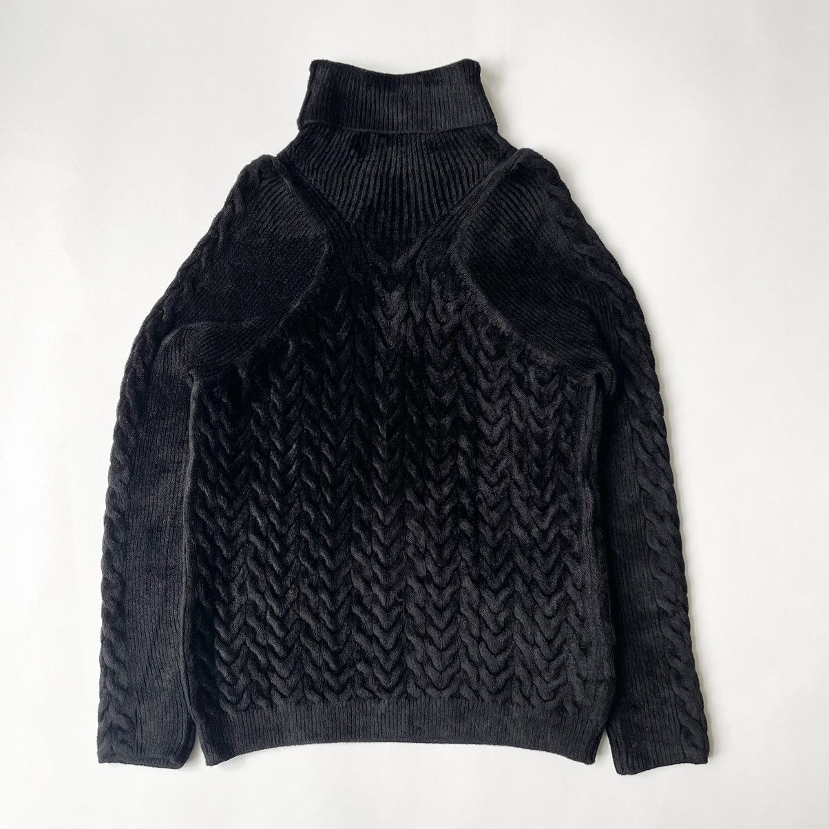 Black Chenile Chevron Velvet Sweater
