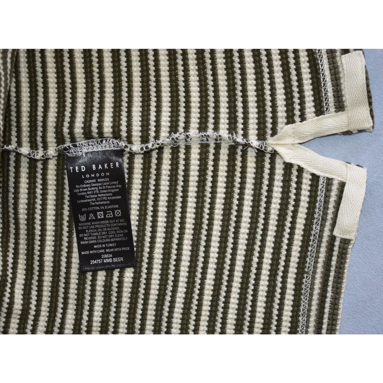 Ted Baker NWT TED BAKER Khaki Striped Textured Knit Polo Shirt 2 $175 Size US M / EU 48-50 / 2 - 6 Thumbnail