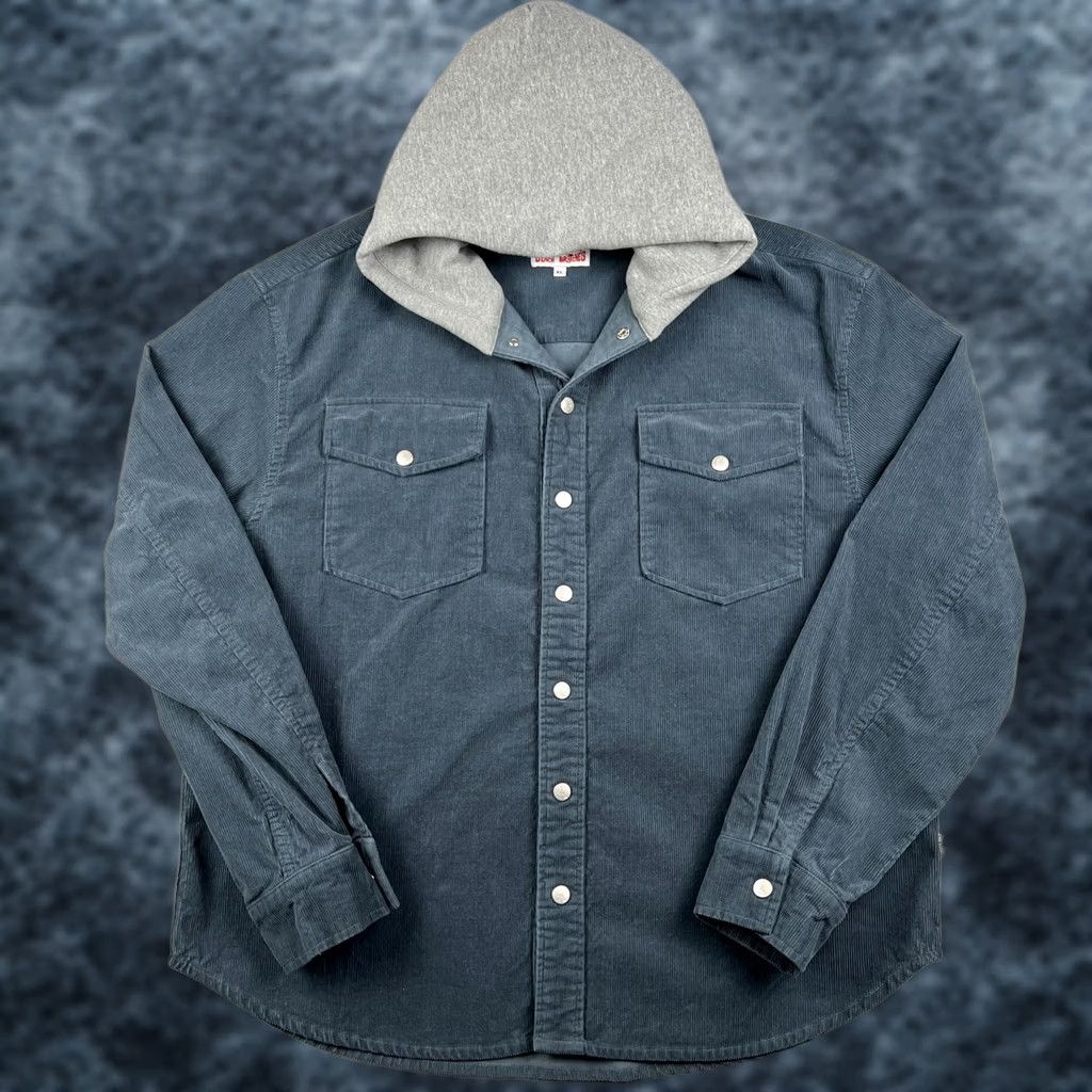 Vintage Birdwell Beach Britches Corduroy Jacket Hooded Snap Button XL Blue Mens Size US XL / EU 56 / 4 - 1 Thumbnail