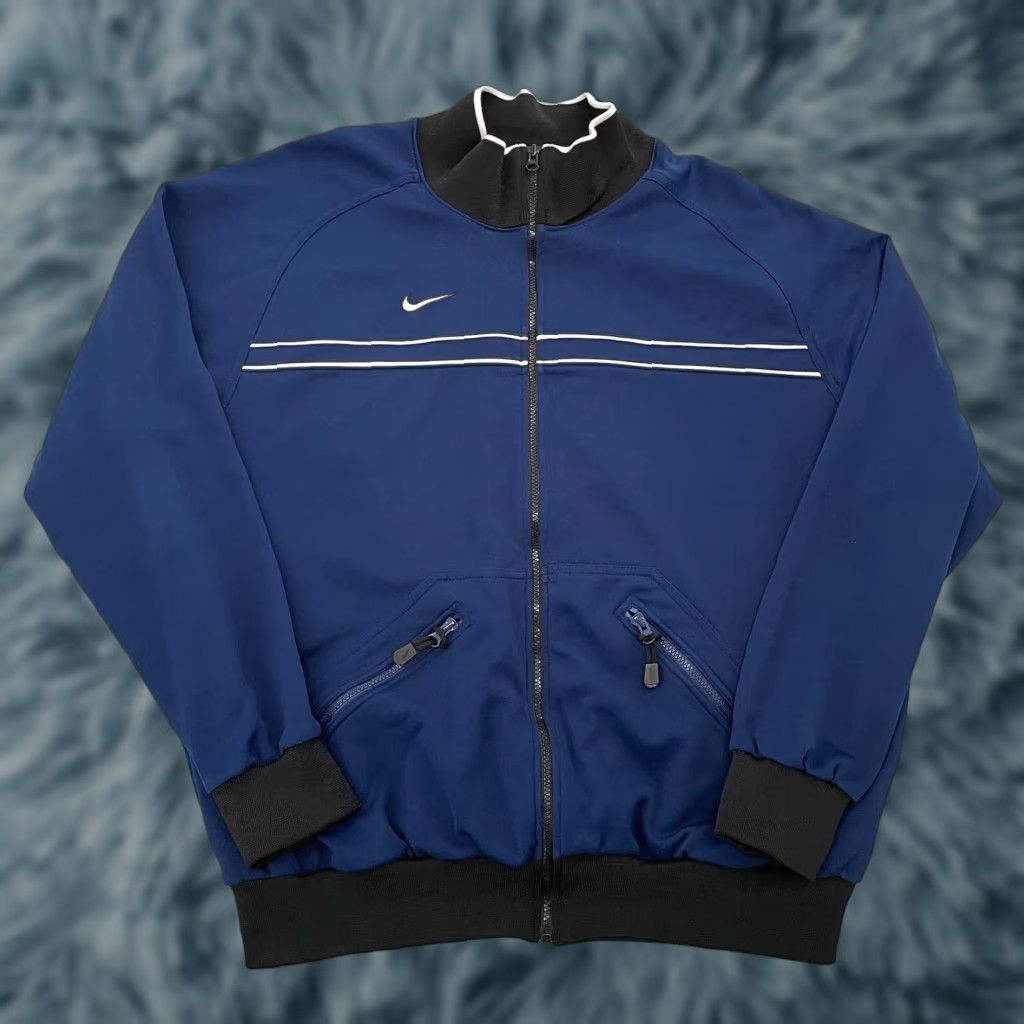 Nike VINTAGE Nike Jacket Adult Full Zip Windbreaker Mens XL Blue Logo Coat Track Size US XL / EU 56 / 4 - 1 Thumbnail