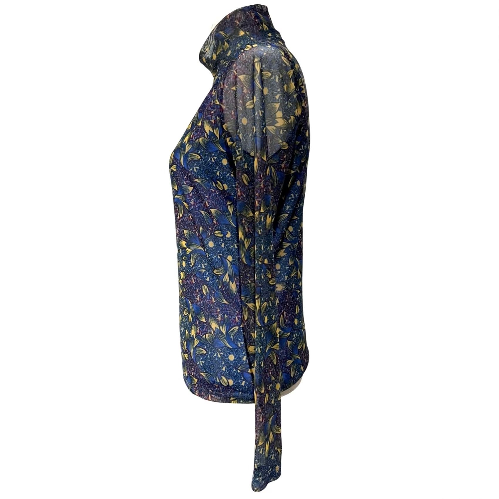 Anthropologie Anthropologie Blouse Floral Sheer Lined Mock Turtleneck Long Sleeve Women’s M Blue Floral Blouse Womens/M Size M / US 6-8 / IT 42-44 - 6 Thumbnail