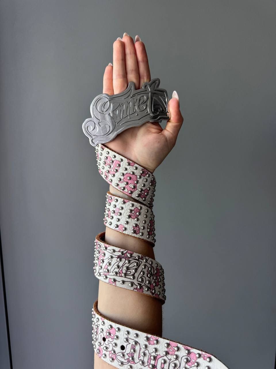 Japanese Brand Smet Avant Garde Y2K Skull Studded Diamond Leather Belt Size ONE SIZE - 5 Thumbnail
