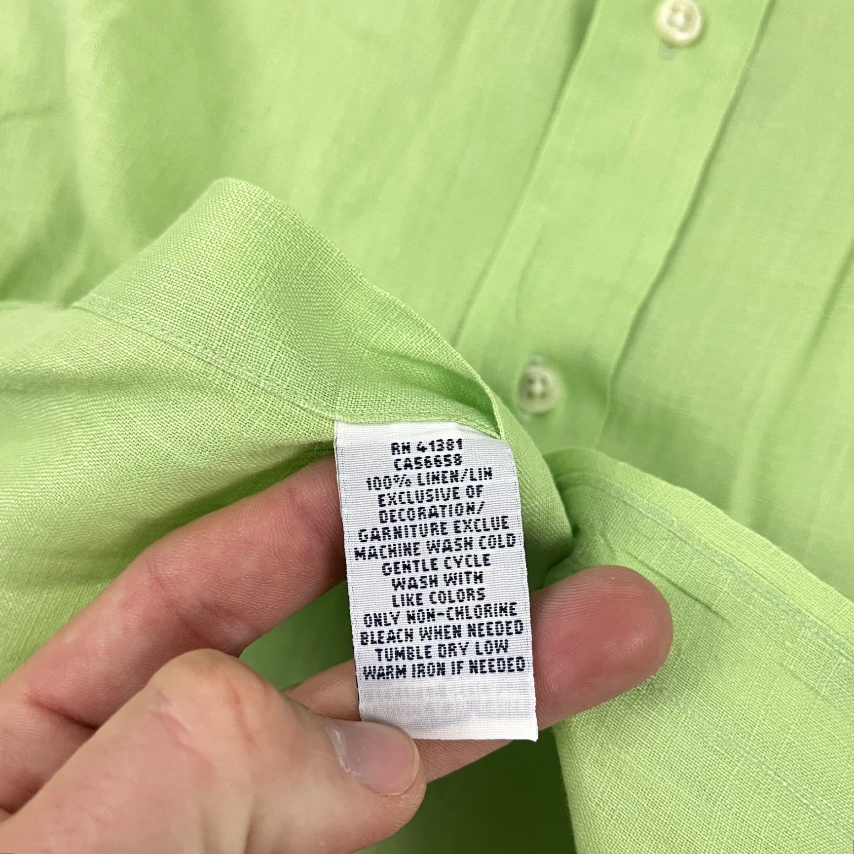 Ralph Lauren VINTAGE Ralph Lauren Shirt Men Large Linen Short Sleeve Green 100% Linen Button-Down Preppy Classic Size US L / EU 52-54 / 3 - 6 Thumbnail