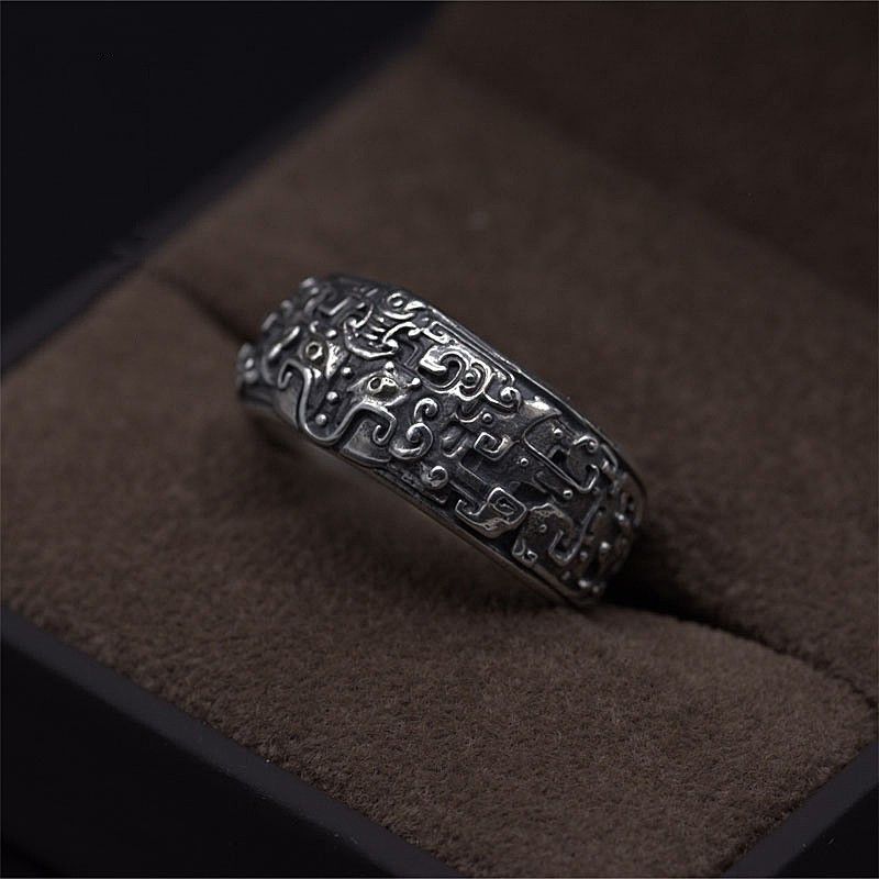 Vintage Resizable Retro Taotie Chinese MythologyRing Size ONE SIZE - 2 Thumbnail