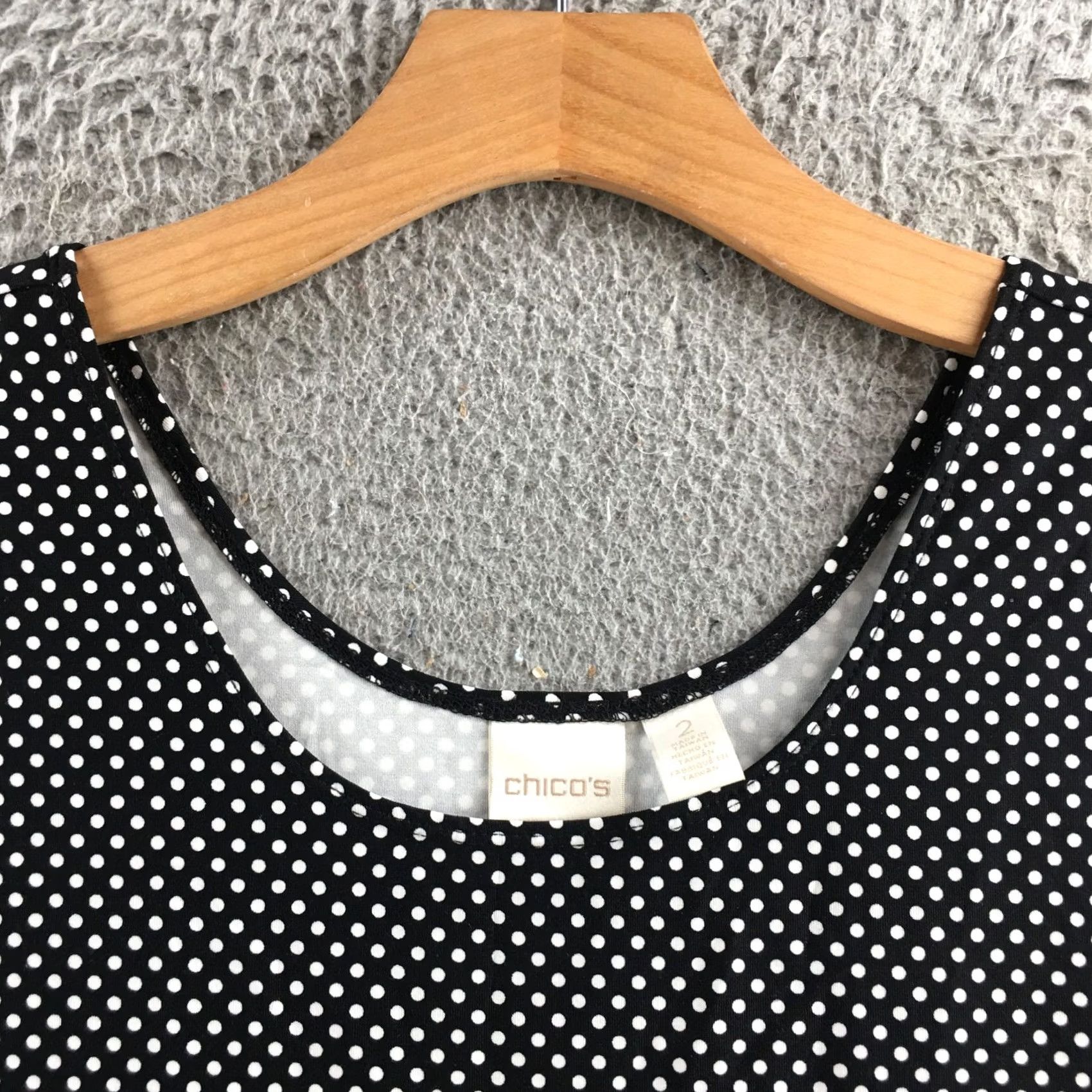 Vintage Chico's Blouse Womens 2 Black White Polka Dot Scoop Neck Sleeveless Pullover Top Size XS / US 0-2 / IT 36-38 - 3 Thumbnail