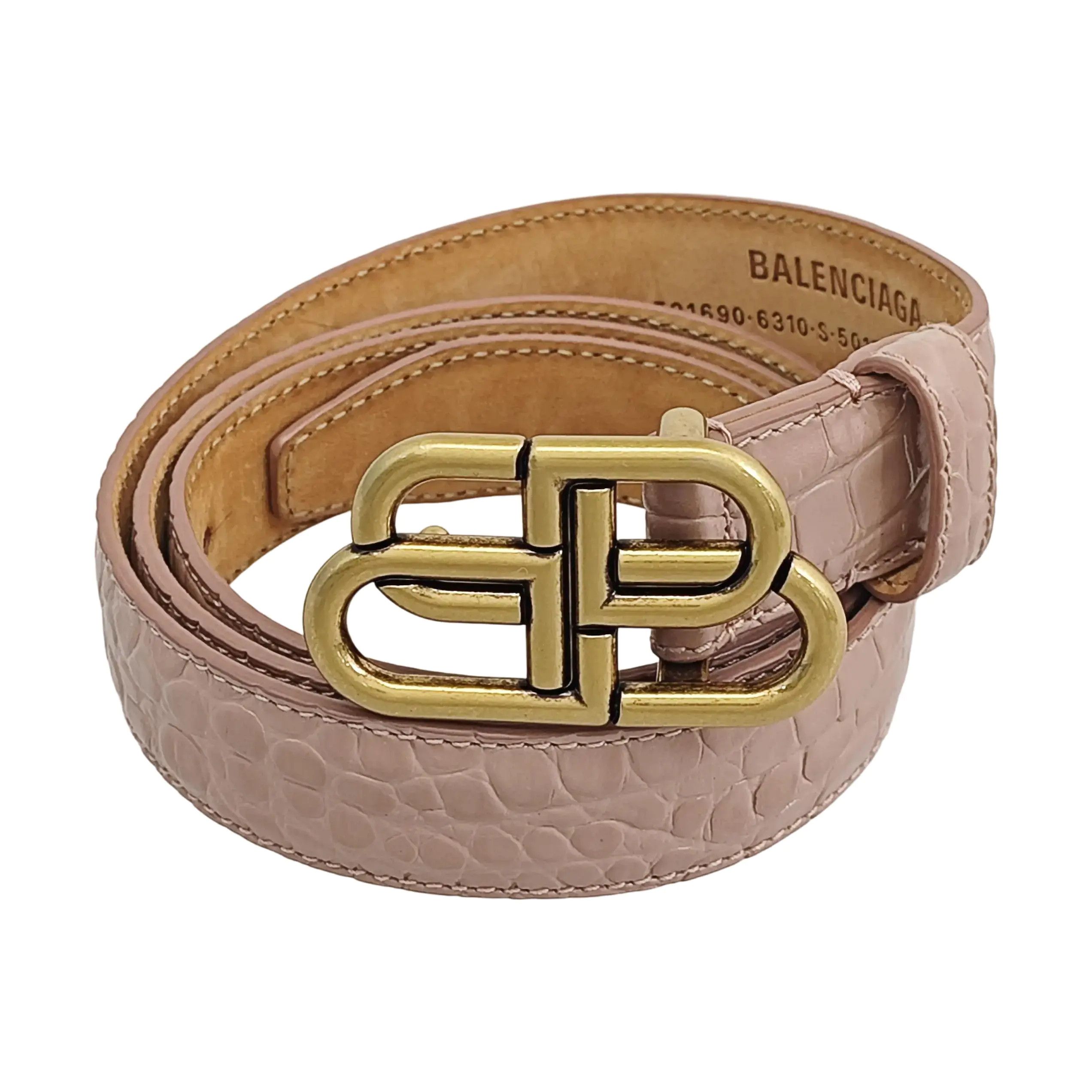 Balenciaga Balenciaga Pink Croc Embossed BB Belt One Size Size ONE SIZE - 1 Thumbnail