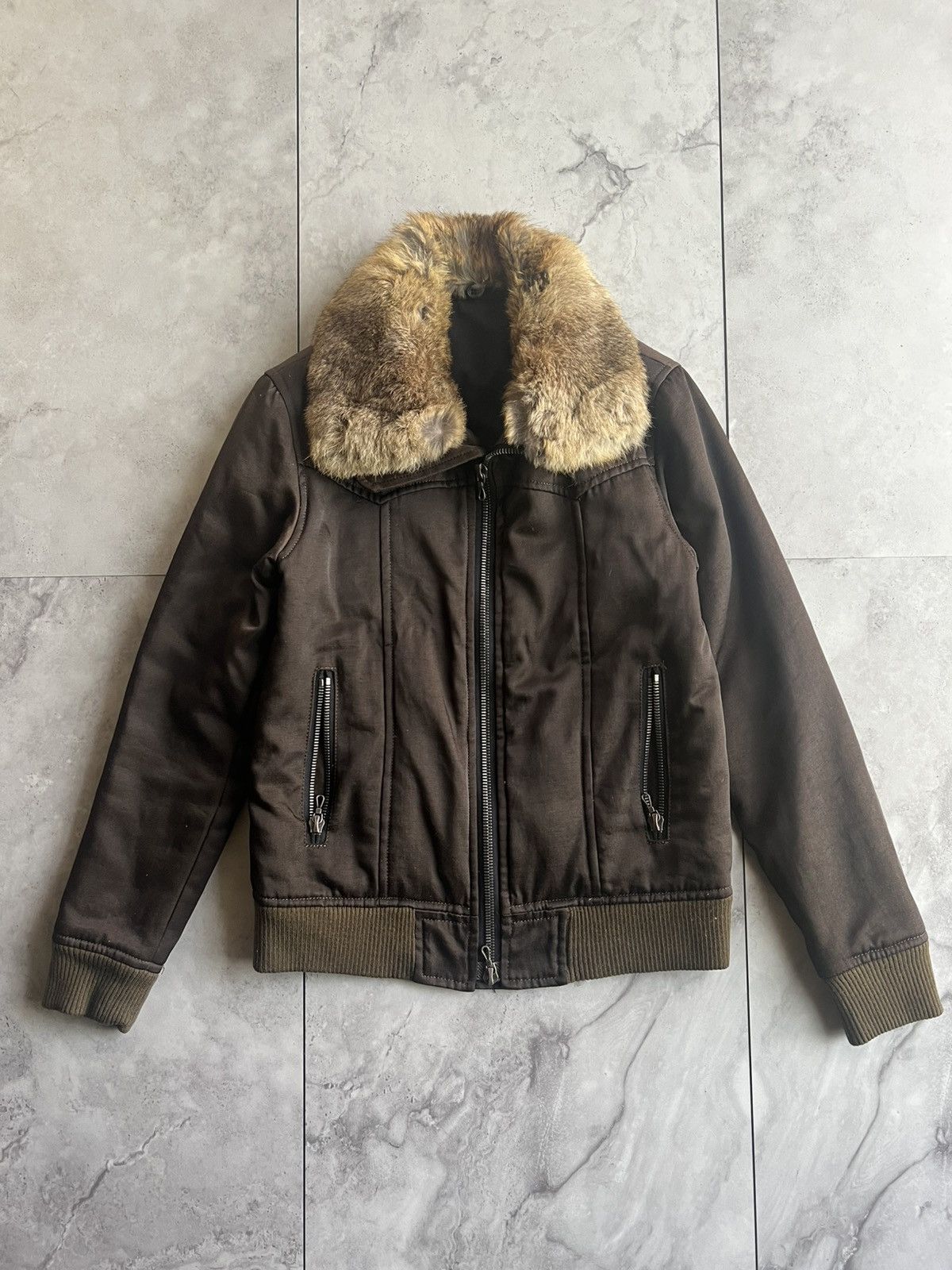 Rare Rabbit Men Dark Brown Jacket Schlussel Rabbit Fur Jacket