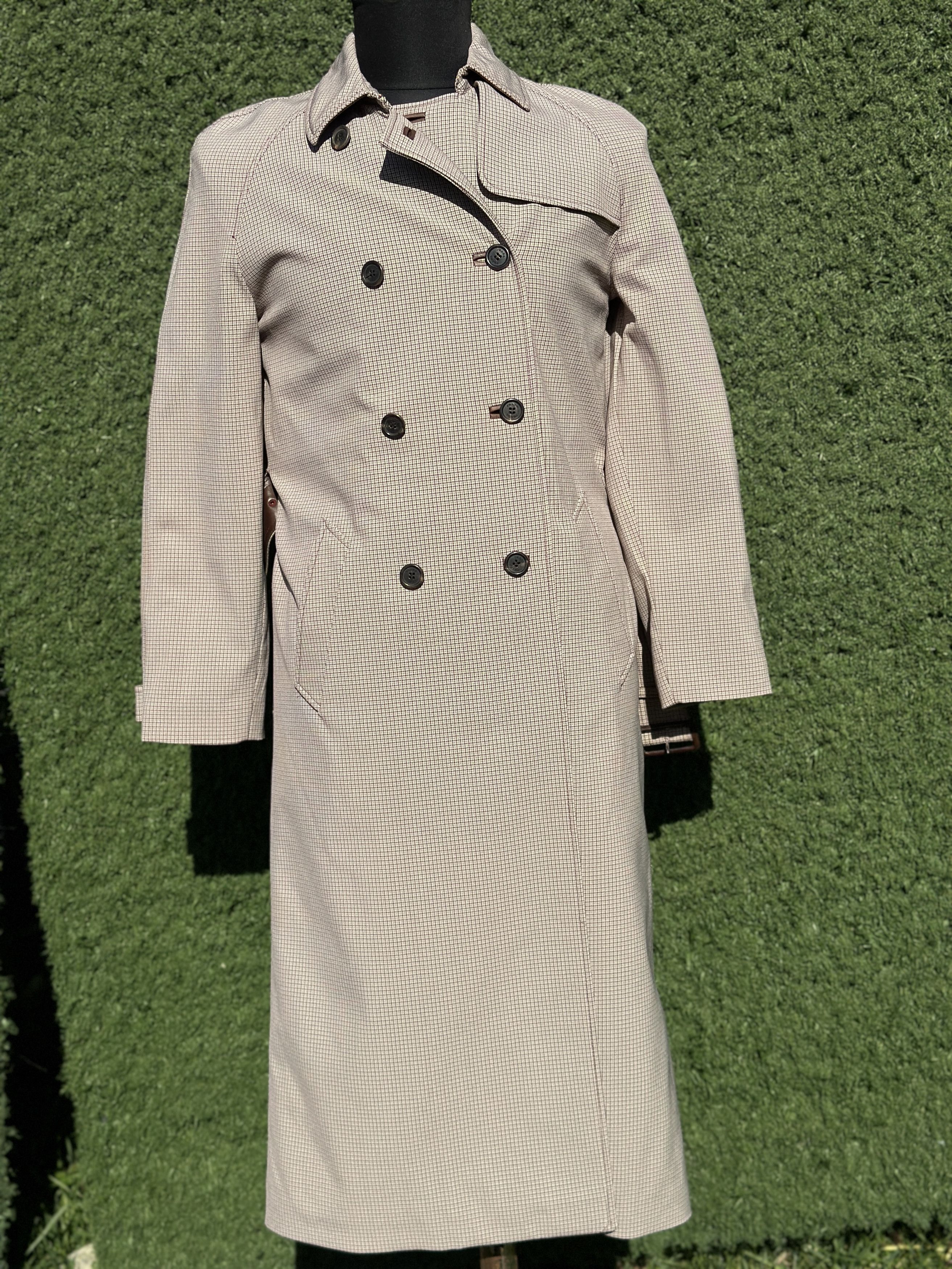 Prada Prada Check Stretch Trench Coat Leather Detail Italy Size 40 Size S / US 4 / IT 40 - 5 Thumbnail