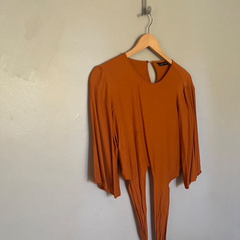 Zara Zara Woman Burnt Orange Tie-Front Top Size M / US 6-8 / IT 42-44 - 1 Thumbnail