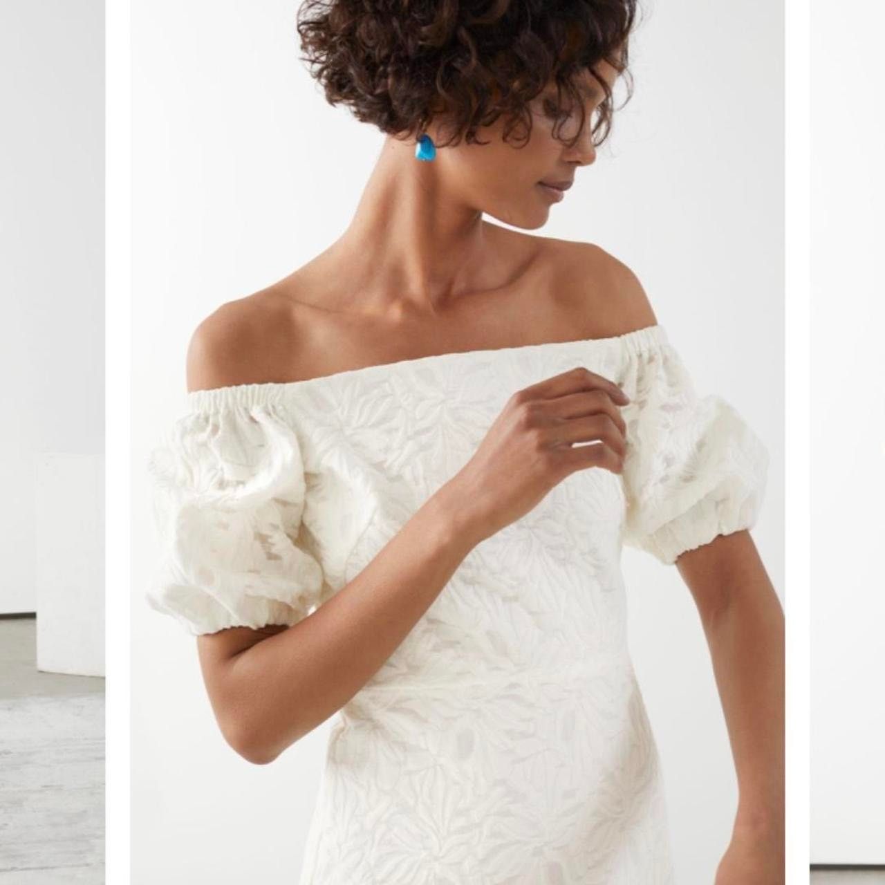& Other Stories & Other Stories White Mini Dress Off Shoulder Bardot SZ 4 Size S / US 4 / IT 40 - 1 Thumbnail