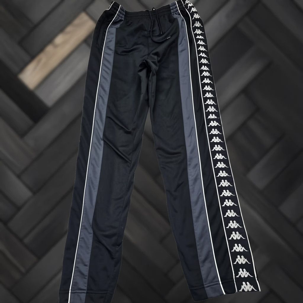 Kappa Kappa Men's Black Track Pants Size L Drawstring Stripe Polyester Size US 33 - 1 Thumbnail