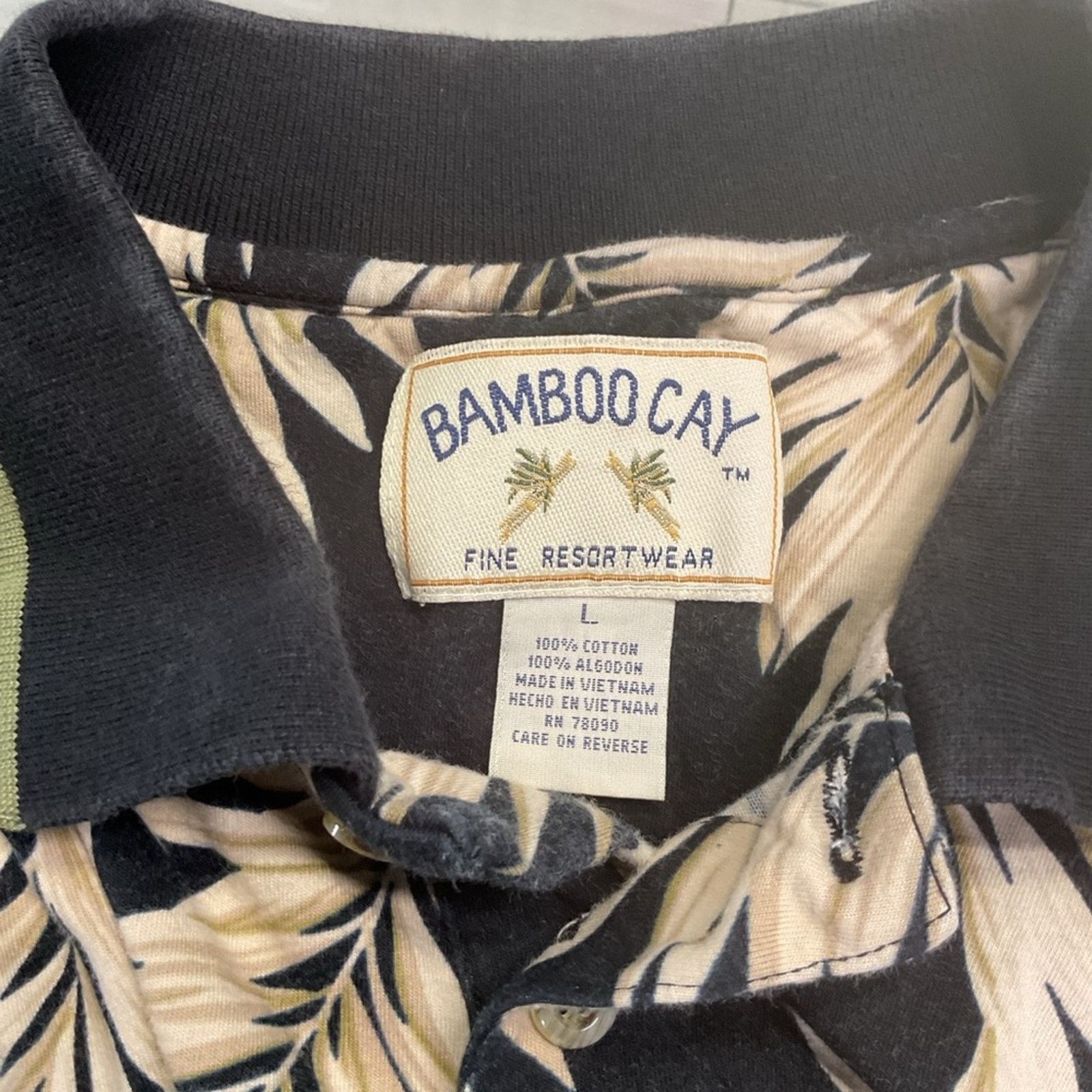 Vintage Bamboo Cay Palm Print Polo Shirt Size US L / EU 52-54 / 3 - 3 Thumbnail