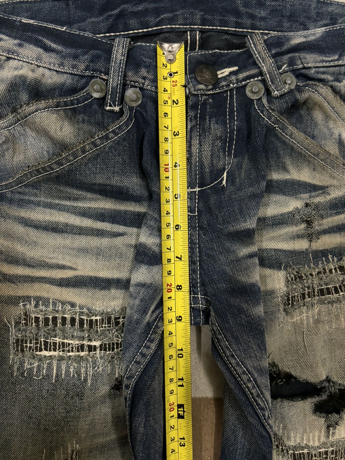 If Six Was Nine Vintage Army of NO! Patched Distressed Flare Grunge Jeans Size US 30 / EU 46 - 22 Thumbnail