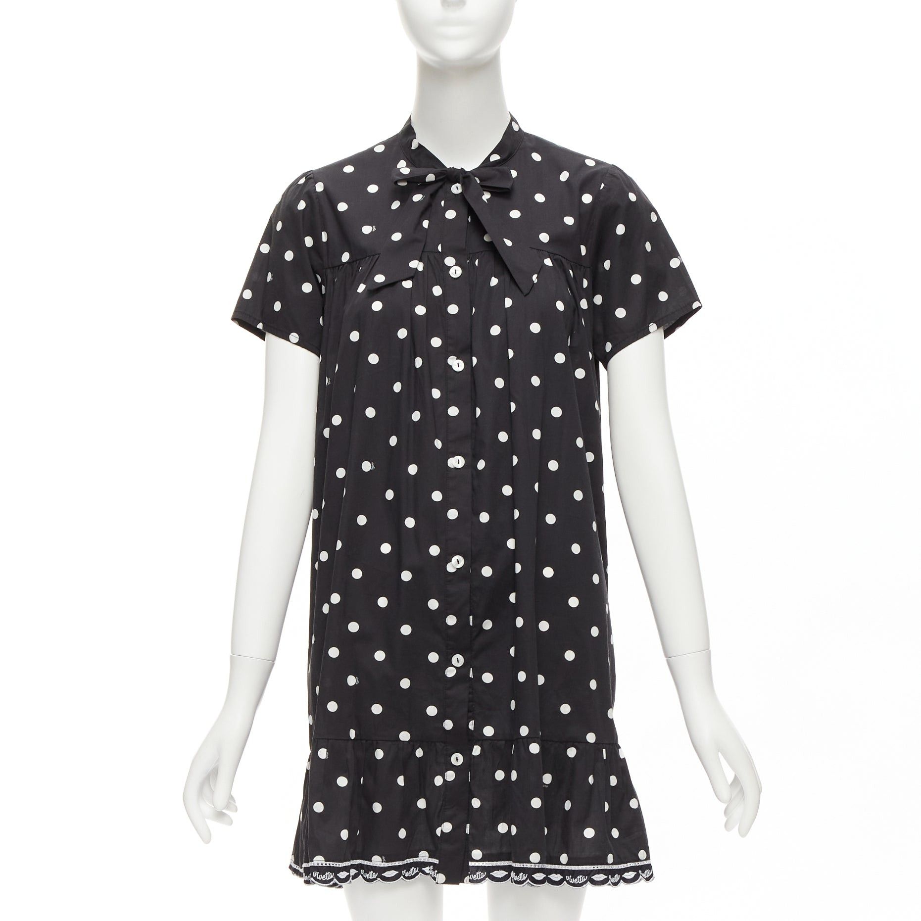 Other VIVETTA Kids black white cotton blend polka dot ruffle logo trim sundress 14Y XS Size XS / US 0-2 / IT 36-38 - 1 Thumbnail