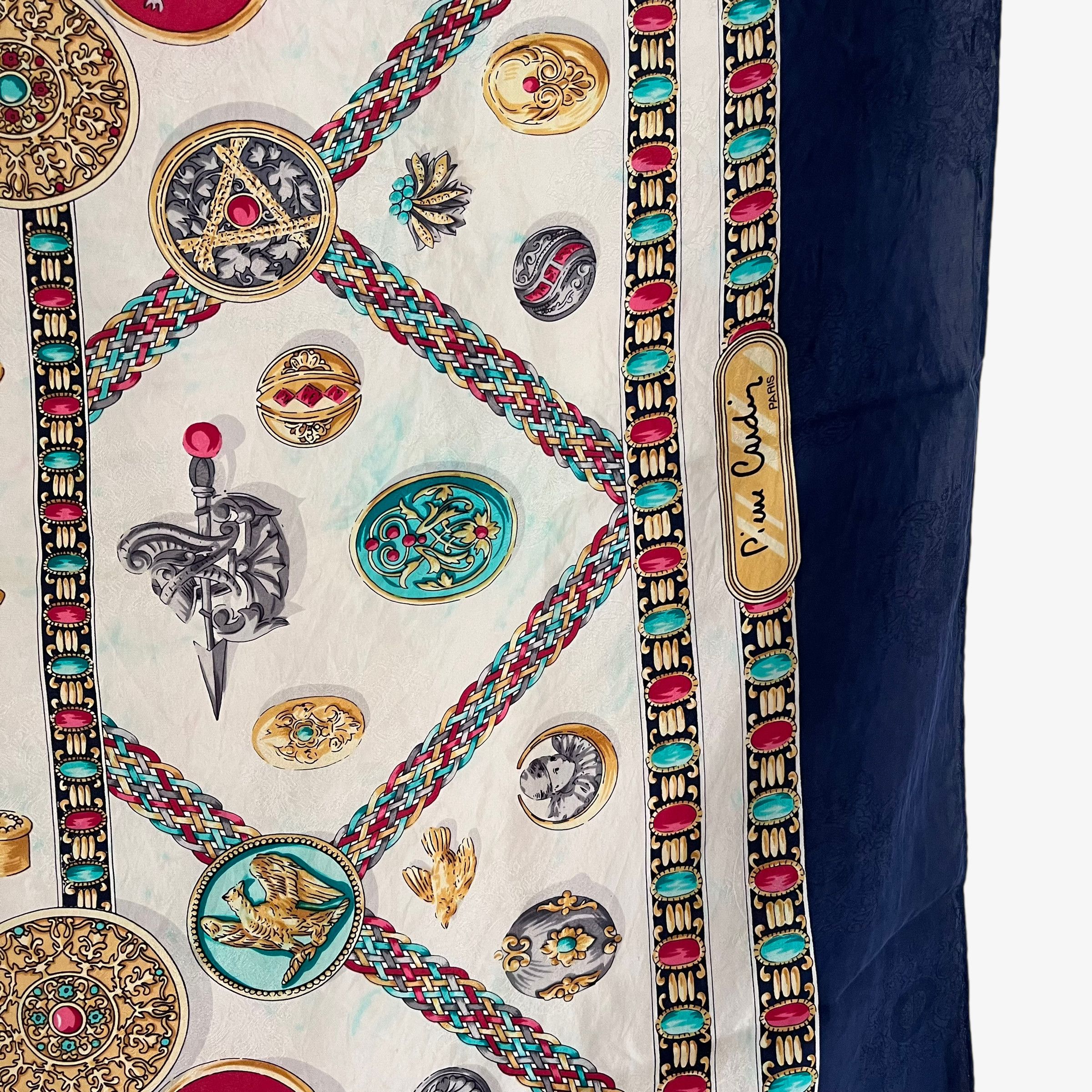 Pierre Cardin Vintage 90s Pierre Cardin Jewelled Print Silk Scarf Size ONE SIZE - 4 Thumbnail