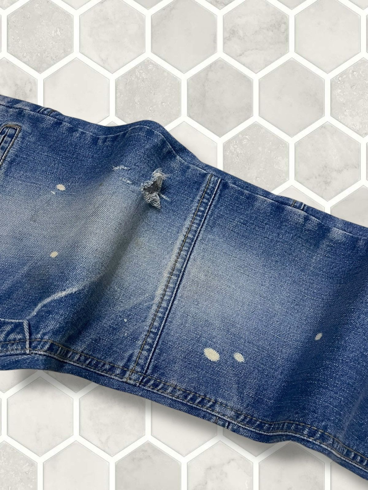 Blue Blue Japan Vintage Japan Designer DPSR Premium Splash Distressed Denim Size US 32 / EU 48 - 9 Thumbnail