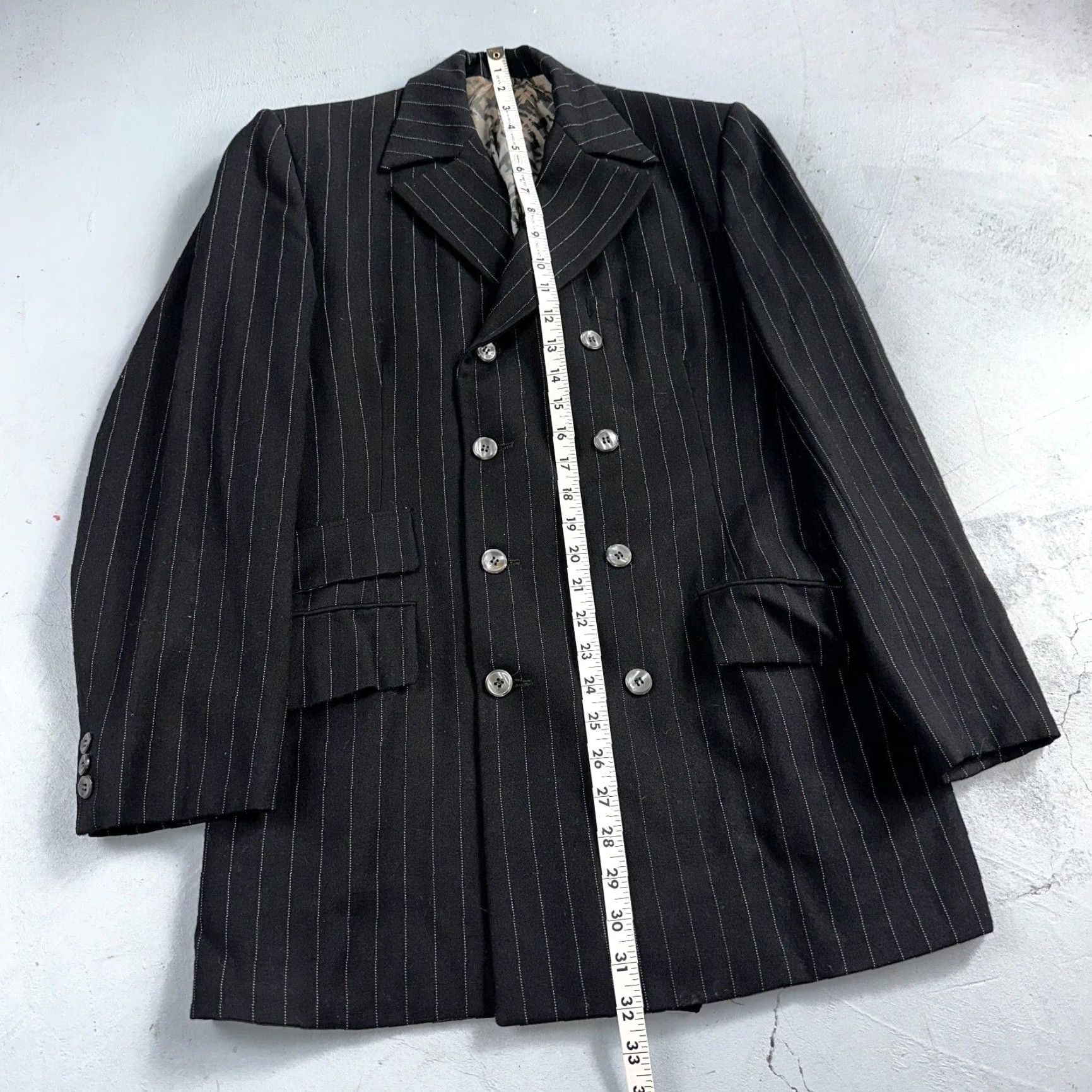 Vintage VTG Mens Rockabilly Suit 36 Double Breast 8 Button Jacket Wool Black 1950s Size 36R - 7 Thumbnail