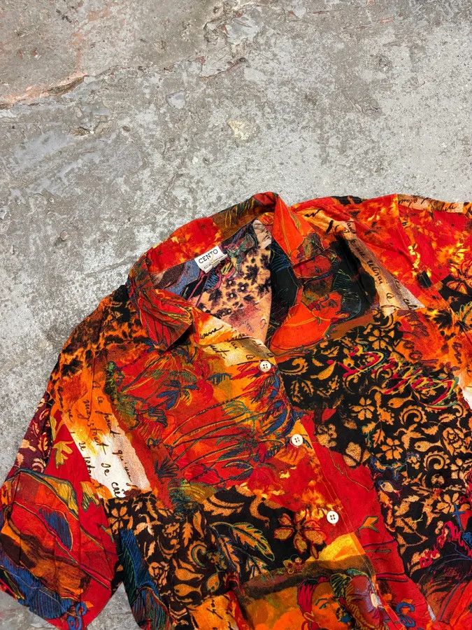 Vintage 2000s Iceberg Red Exotic Painting Print Shirt Size US M / EU 48-50 / 2 - 5 Thumbnail
