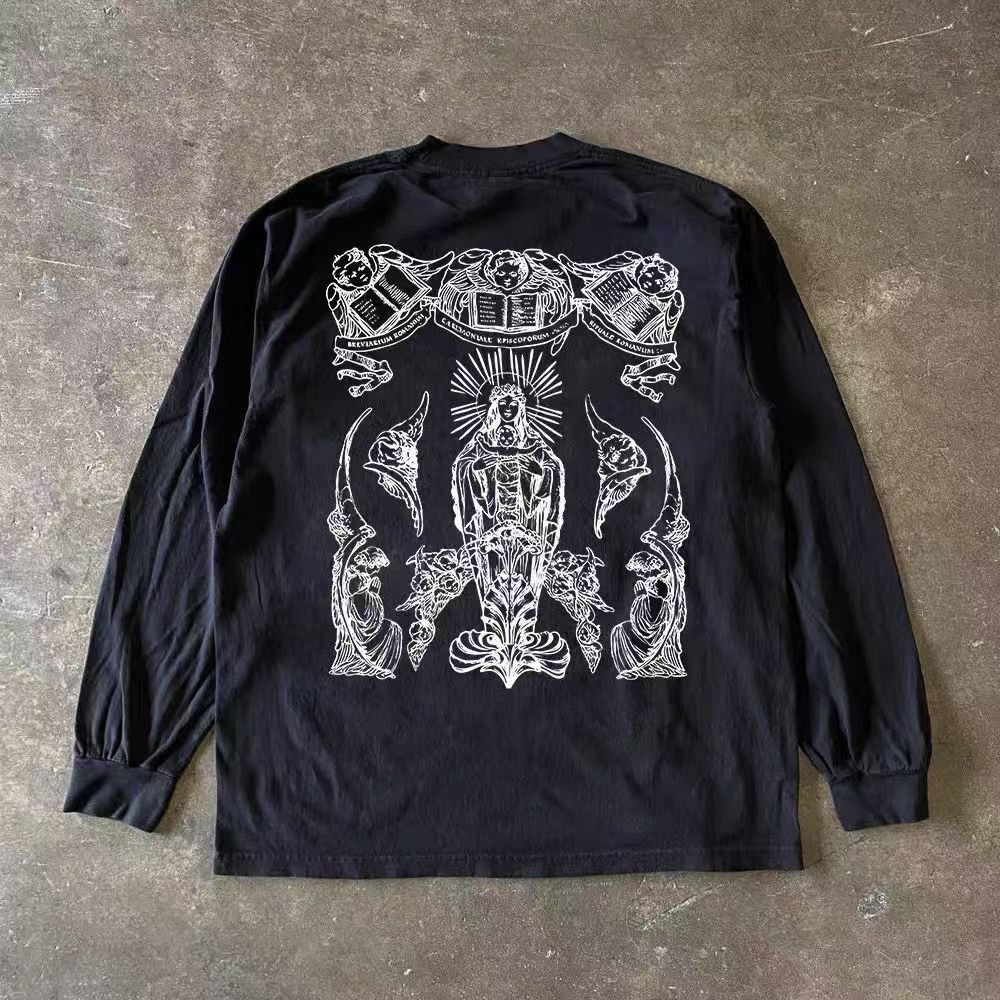 Japanese Brand Black washed vintage God print long-sleeved t-shirt Size US M / EU 48-50 / 2 - 1 Thumbnail